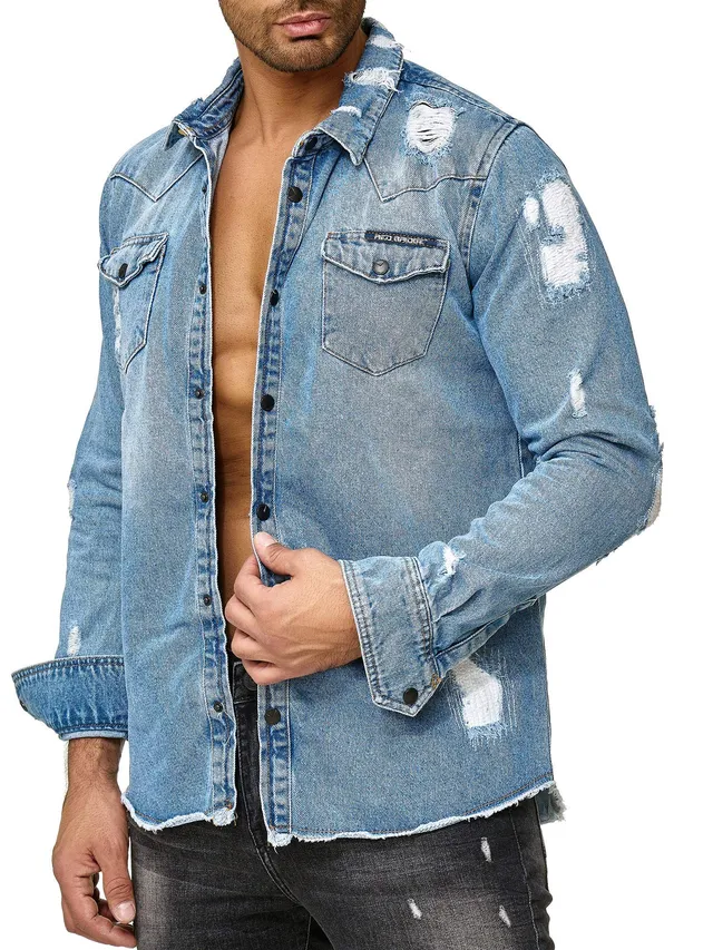 redbridge-jeanshemd-herren-blau-oversized-destroyed-l image 1