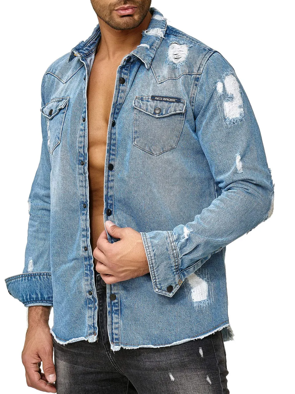 redbridge-jeanshemd-herren-blau-oversized-destroyed-l image 1