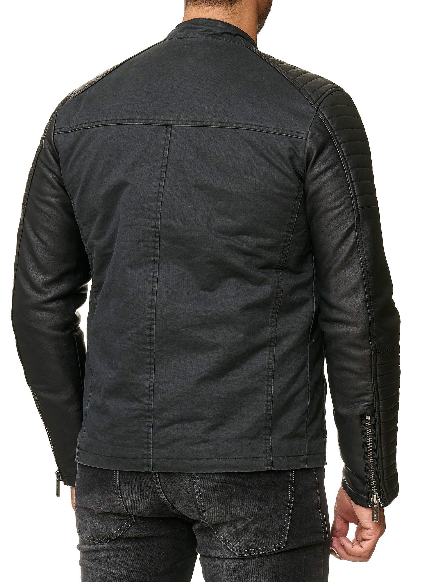 redbridge-bikerjacke-herren-kunstleder-stehkragen-schwarz-gesteppt image 6