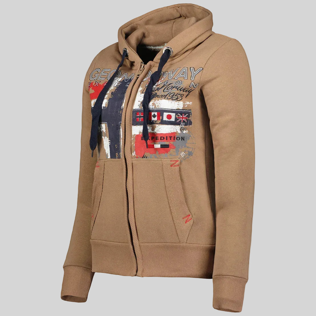geographical-norway-getchup-damen-hoodie-taupe-mit-k-ngurutasche image 4