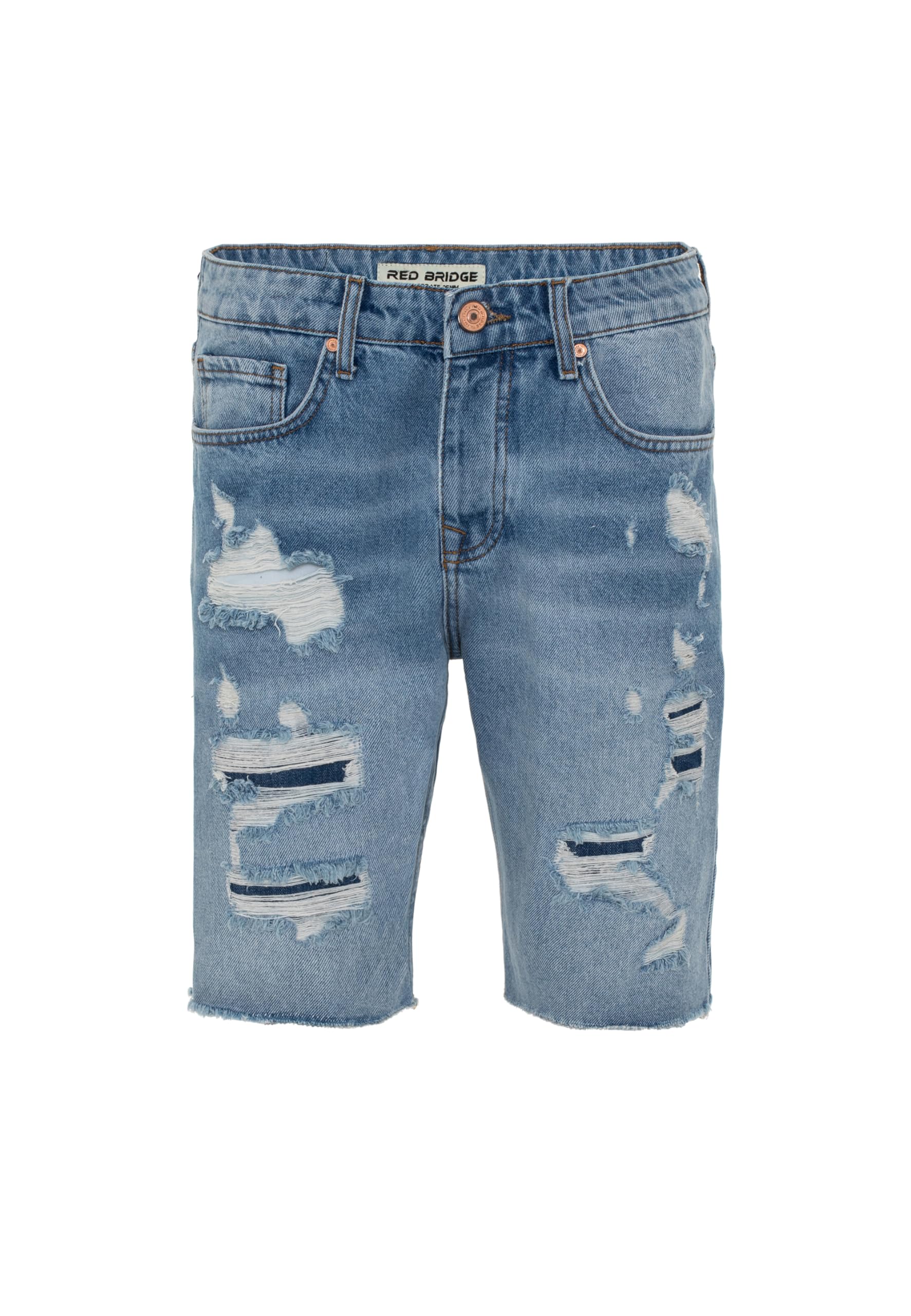redbridge-premium-denim-shorts-jeans-herren-blau-distressed image 8