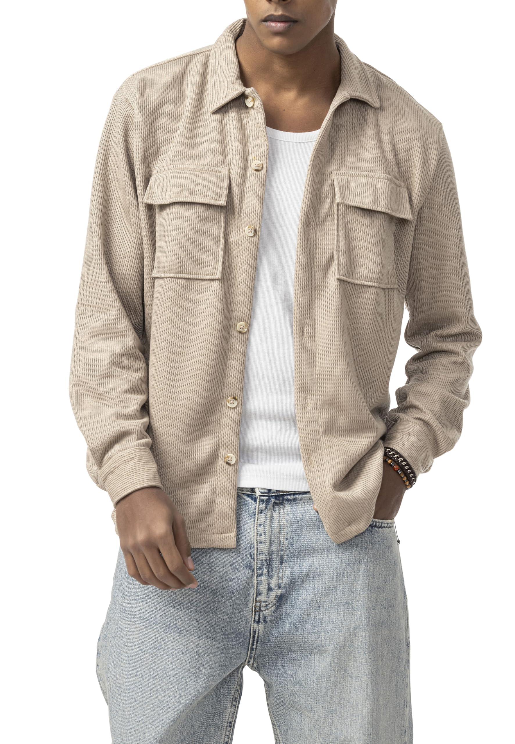 redbridge-overshirt-strukturstoff-herren-beige-oversized image 4
