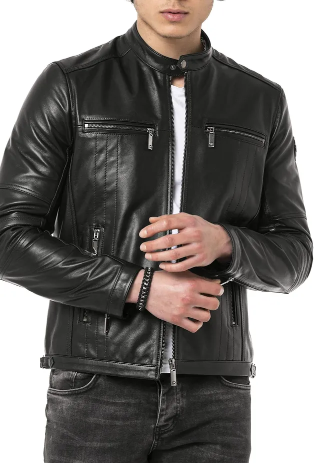 redbridge-lederjacke-echt-leder-bikerjacke-herren-schwarz image 1