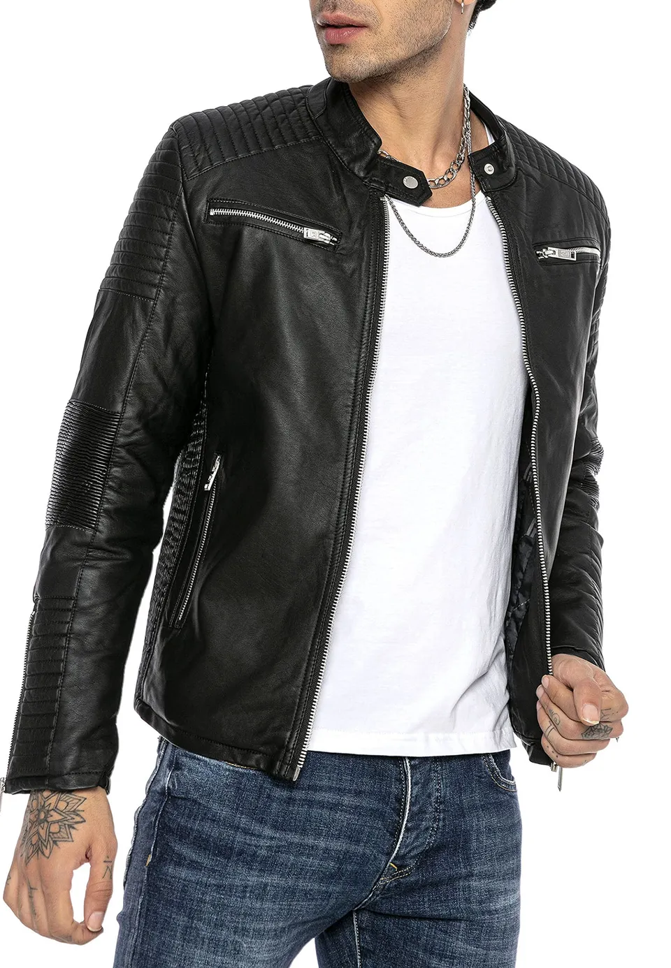 redbridge-oberbekleidung-herren-lederjacke-biker-schwarz-m image 1