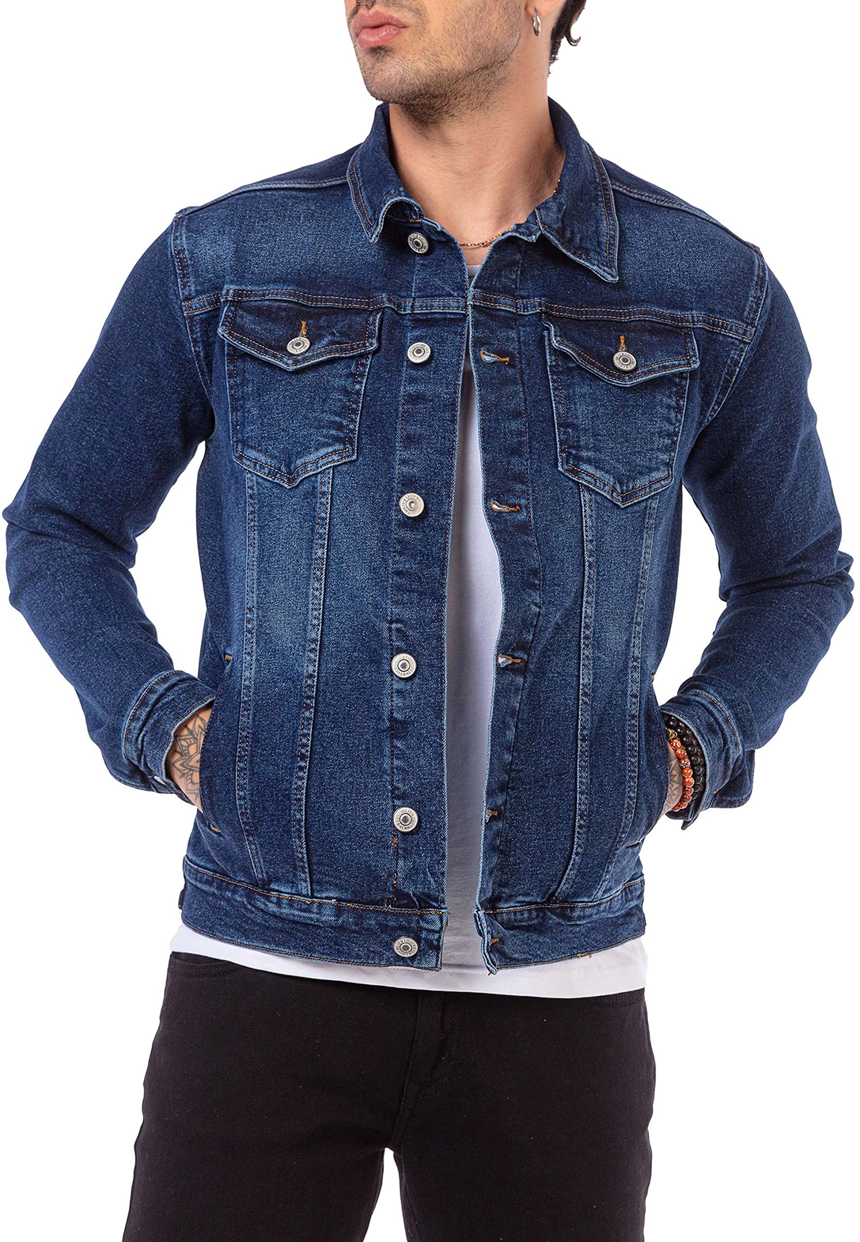 redbridge-jeansjacke-herren-denim-blau-knopfleiste-taschen image 6