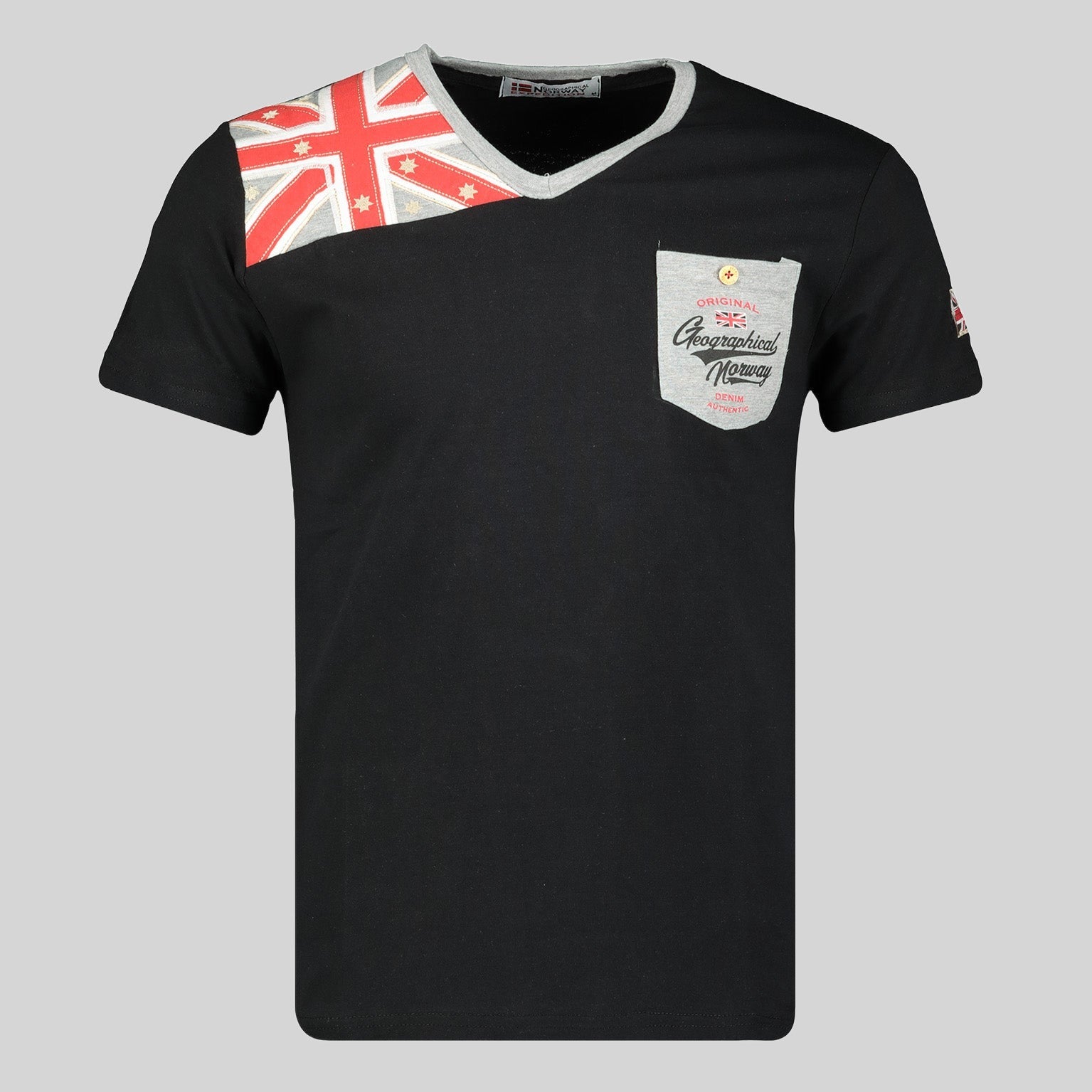 geographical-norway-jengland-herren-t-shirt-v-ausschnitt-mit-brusttasche-marine- image 1