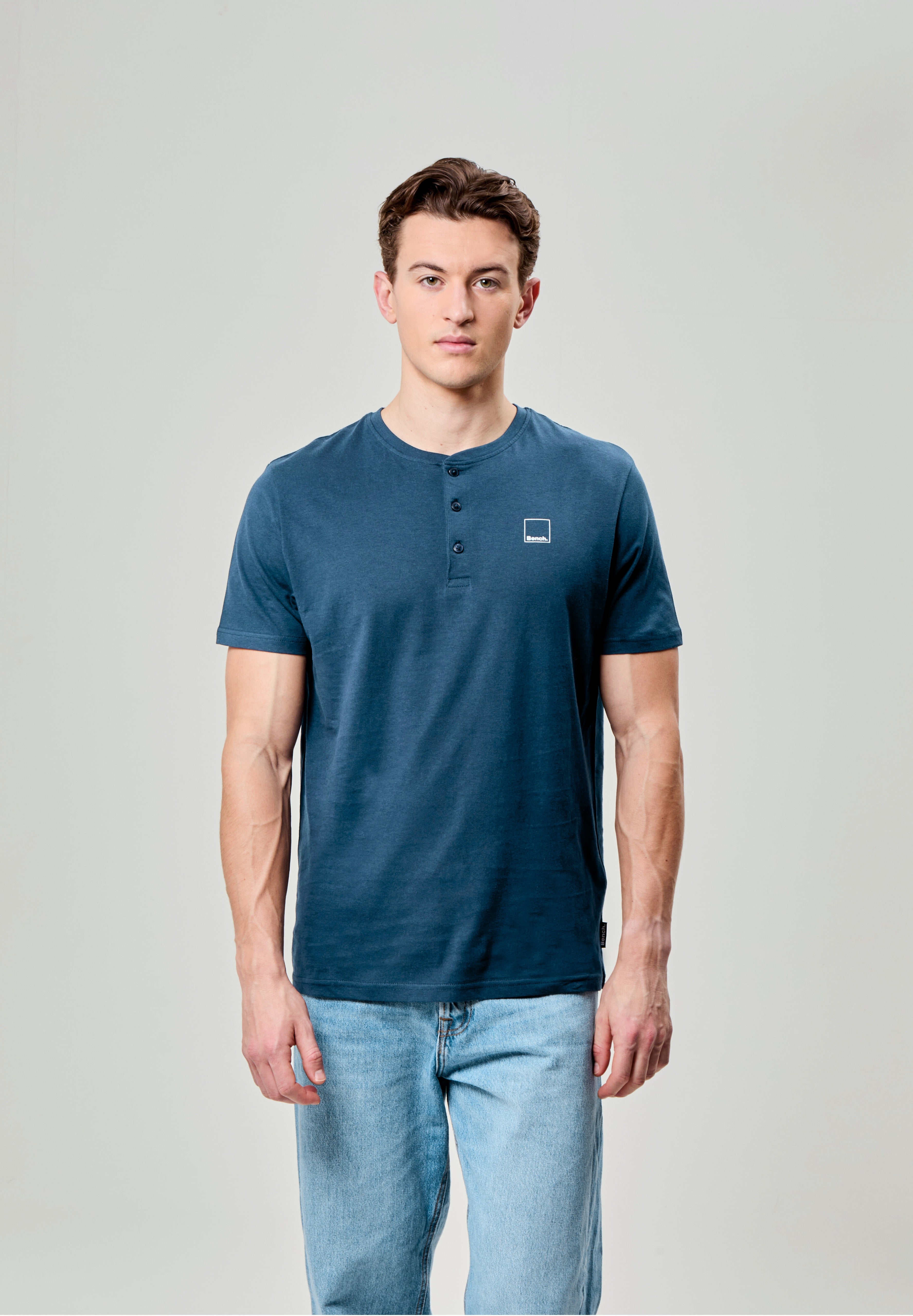 bench-movia-herren-t-shirt-black-knopfleiste-baumwolle image 2