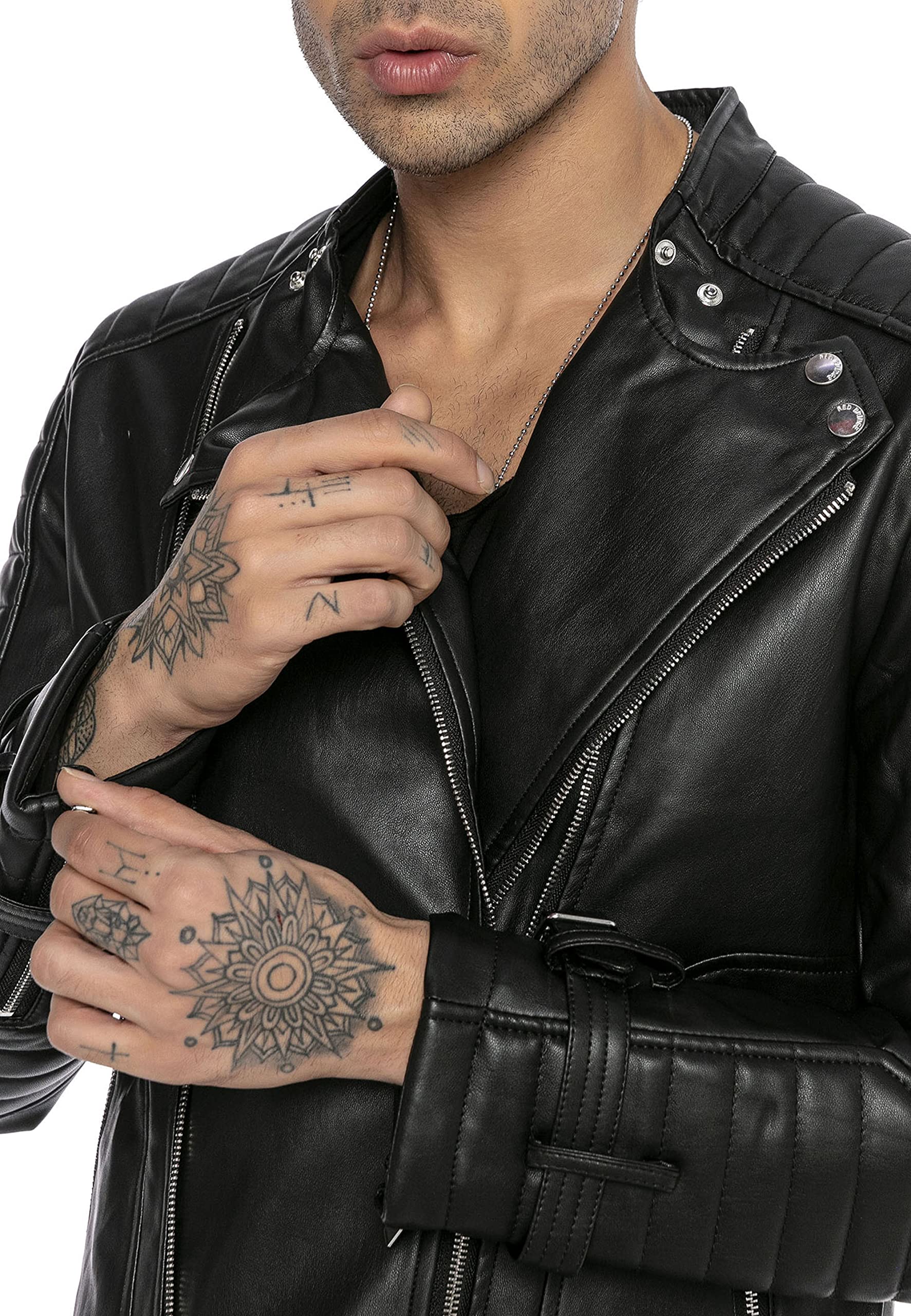 redbridge-m6072-bikerjacke-kunstleder-herren-xxl-schwarz-g-rtel image 2