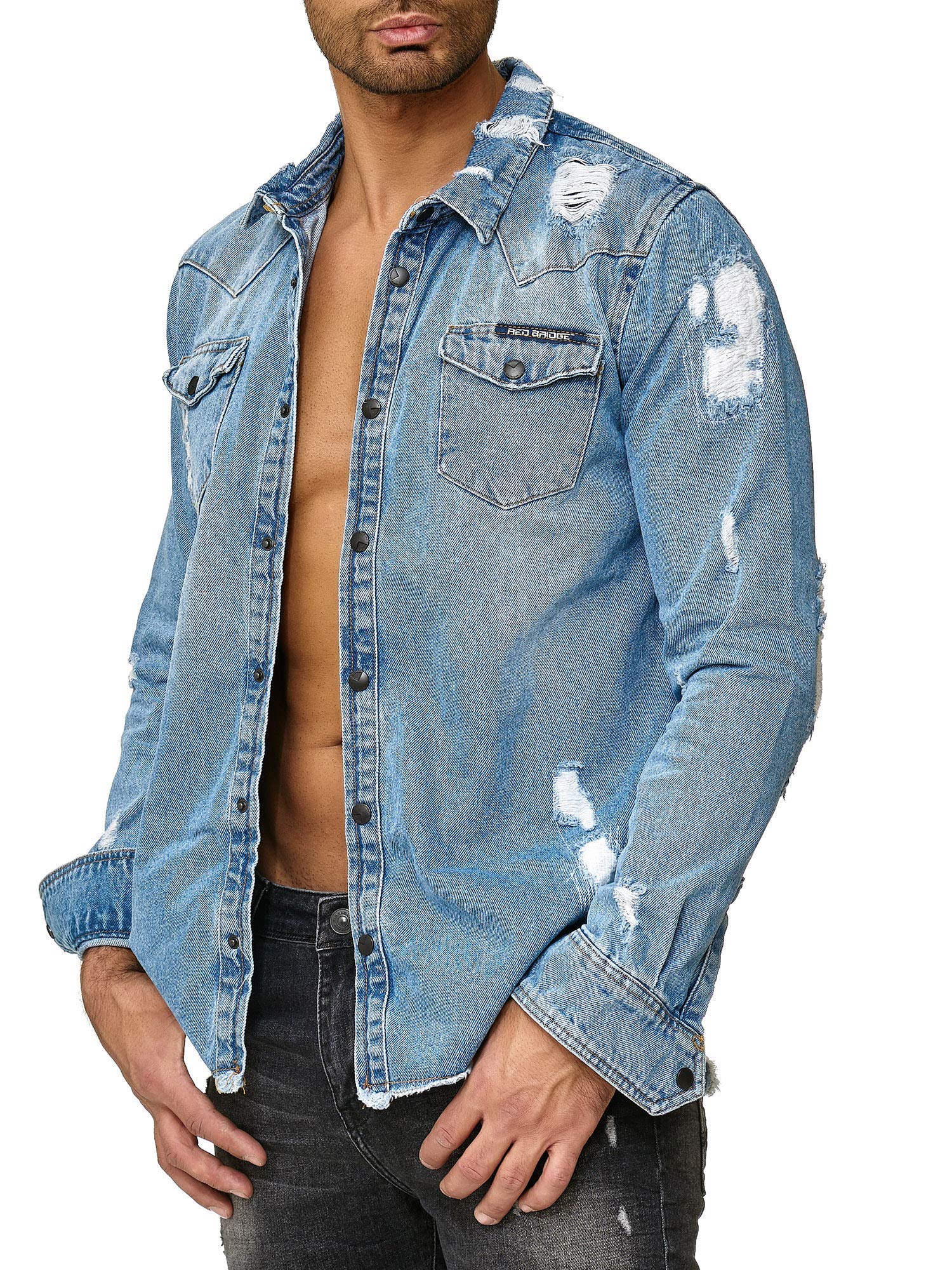 redbridge-jeanshemd-herren-blau-oversized-destroyed-l image 4