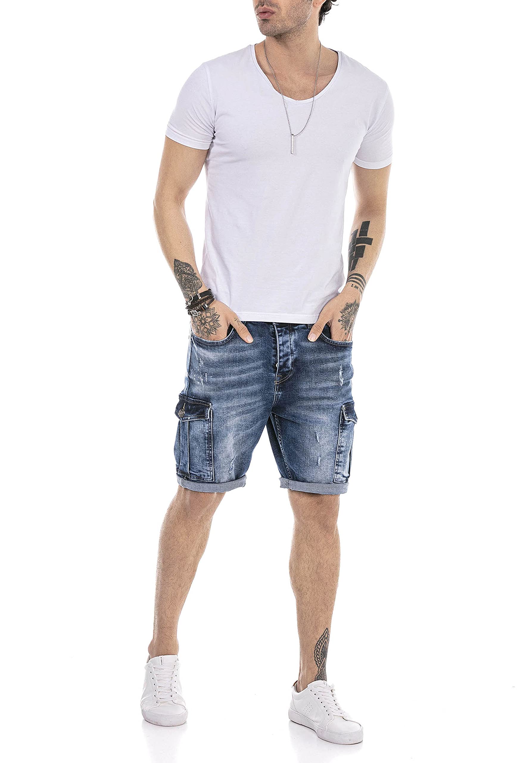 redbridge-jeans-shorts-herren-denim-cargo-used-look image 7