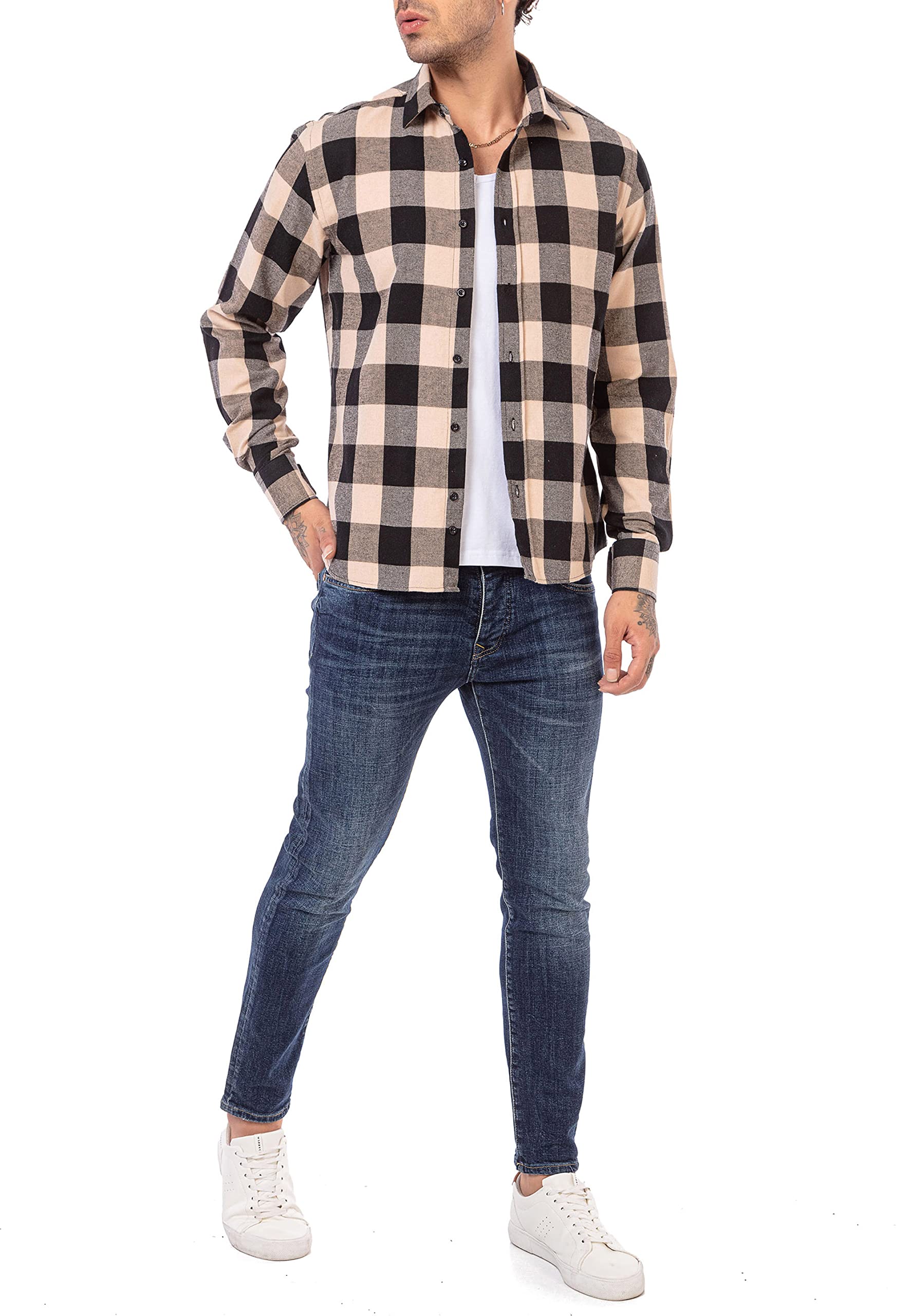 redbridge-hemd-herren-freizeithemd-kariert-beige-holzf-llerhemd image 5