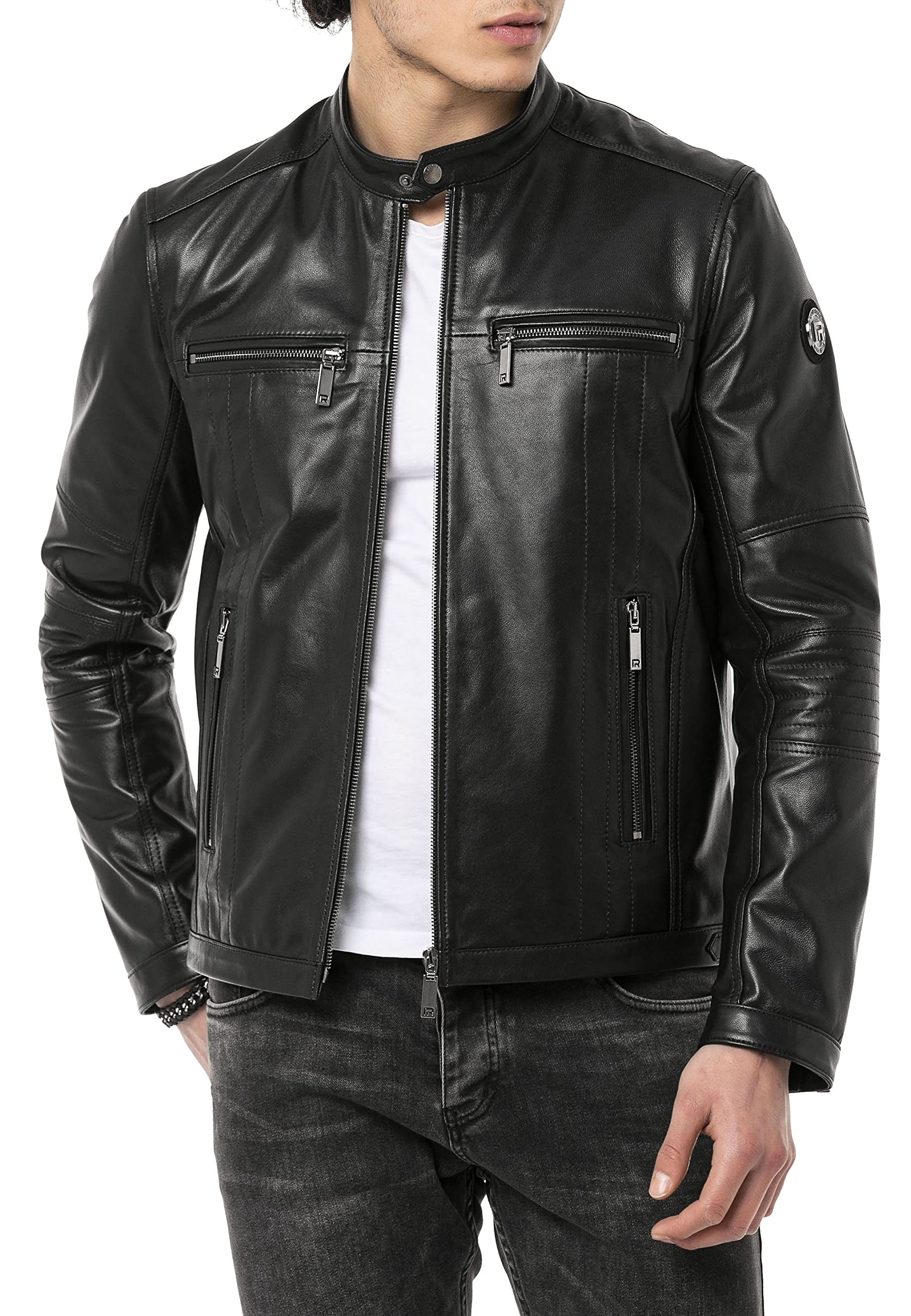 redbridge-lederjacke-echt-leder-bikerjacke-herren-schwarz image 2
