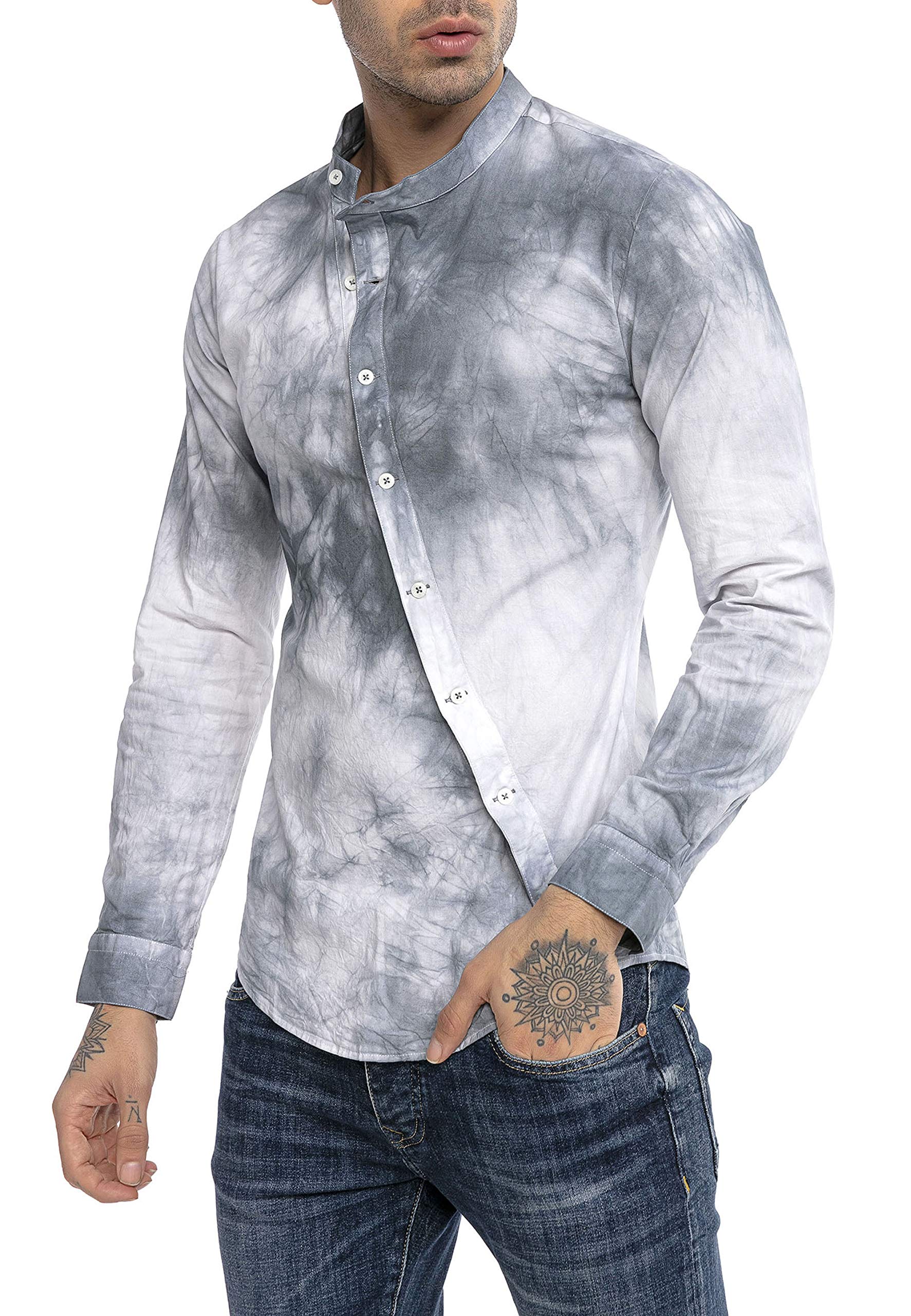 redbridge-hemd-freizeithemd-slim-fit-batik-grau-l image 1