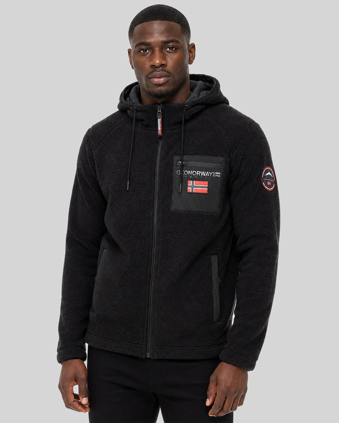 geographical-norway-udaf-herren-fleecejacke-schwarz-mit-kapuze image 1