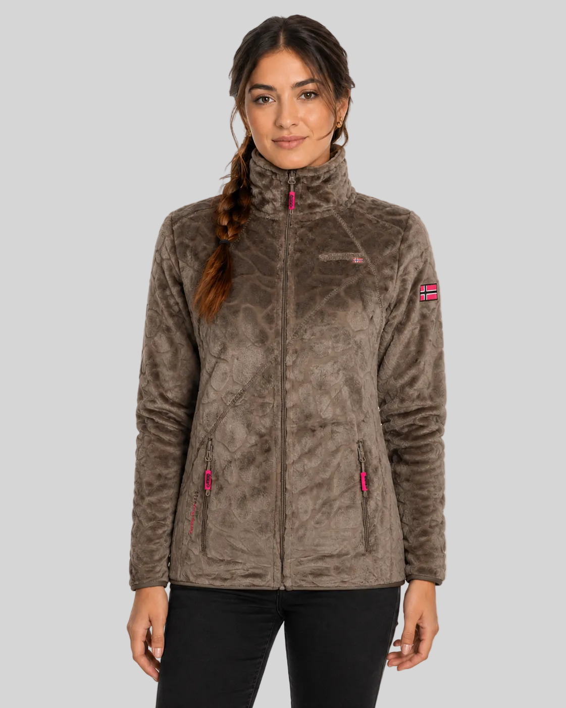 geographical-norway-univers-damen-fleecejacke-schwarz-stickerei image 1