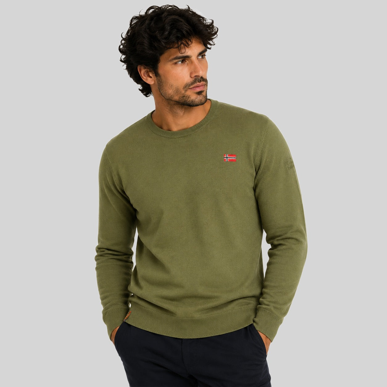 geographical-norway-ferasmo-herren-pullover-olive-rundhals image 1