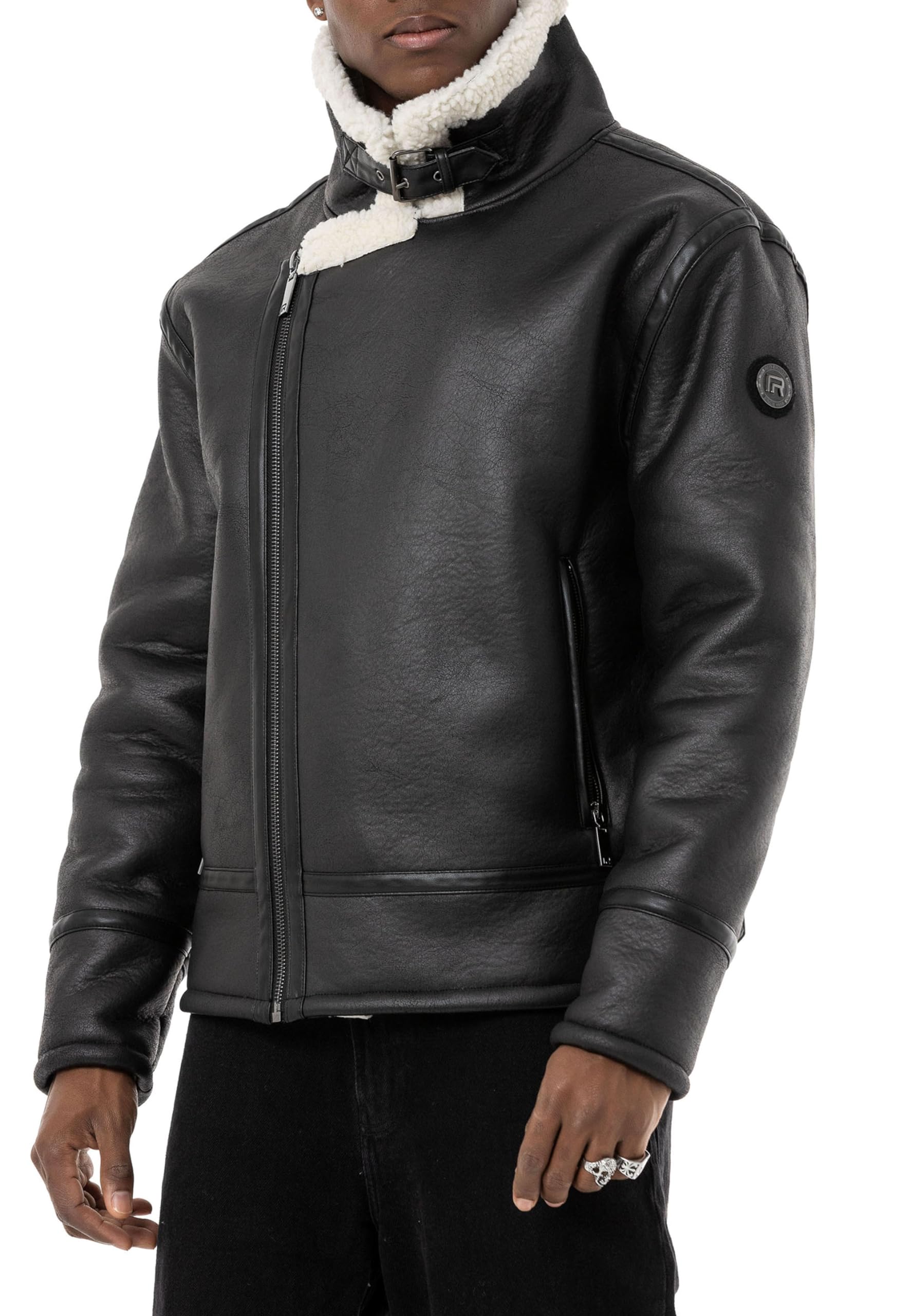 redbridge-balboa-fliegerjacke-kunstleder-herren-fellkragen image 2