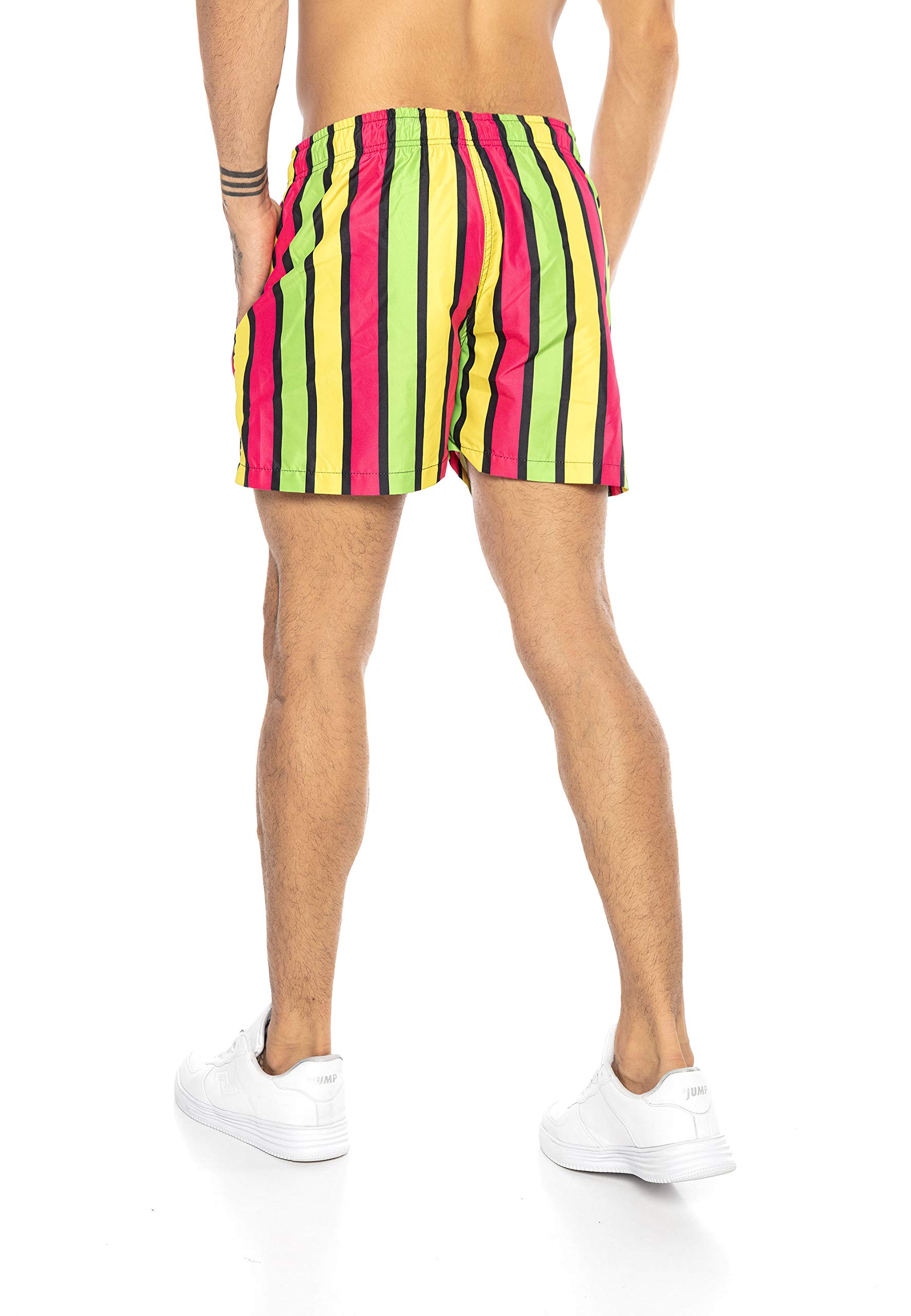 redbridge-shorts-herren-badehose-neon-stripes-gelb-l image 4