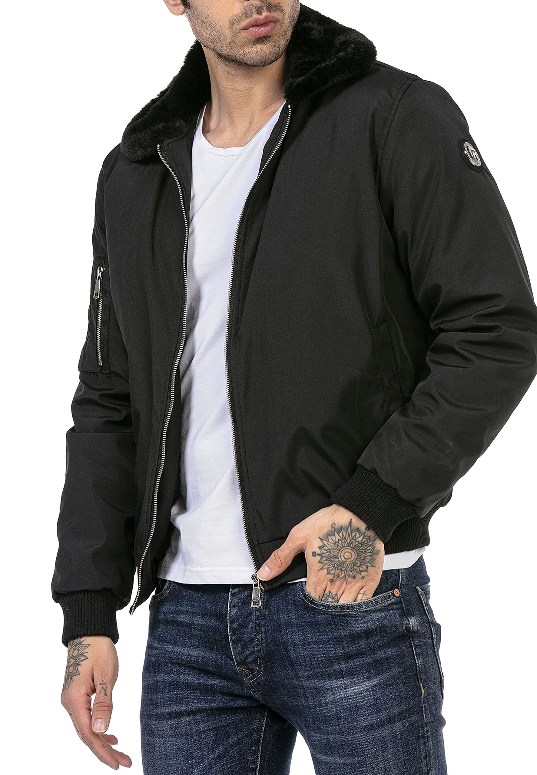 redbridge-herren-fliegerjacke-bomberjacke-gef-ttert-kunstpelz image 3