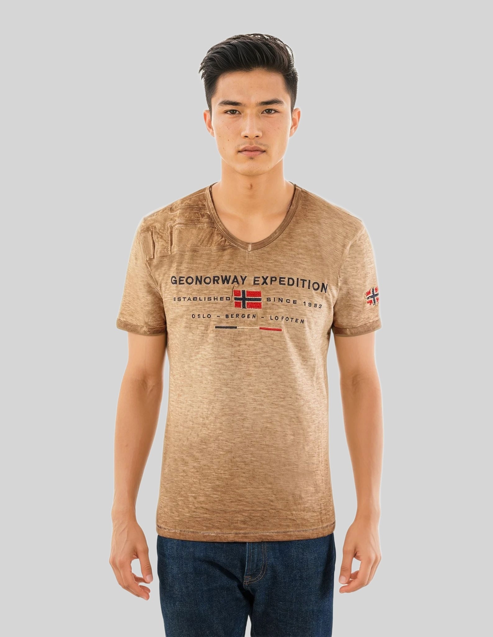 geographical-norway-jiwash-herren-t-shirt-blau-v-ausschnitt image 6