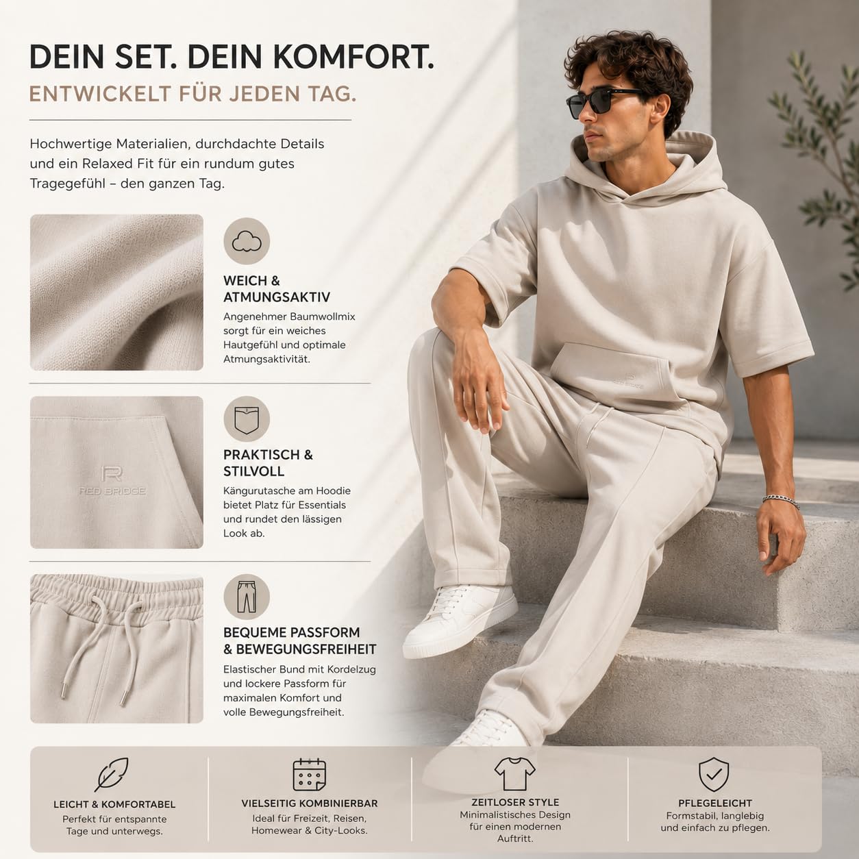 redbridge-basic-jogginganzug-t-shirt-hose-set-herren-grau image 4