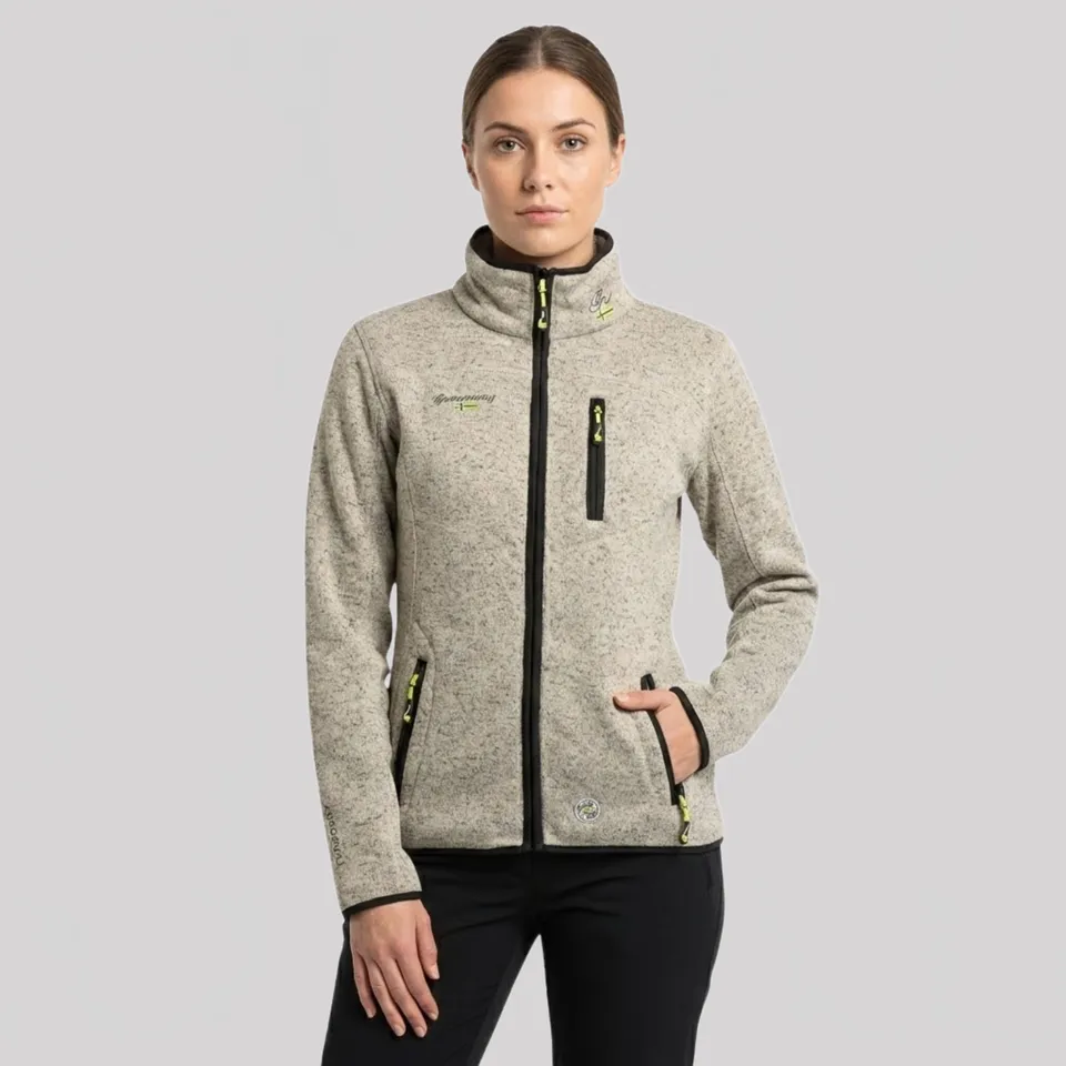geographical-norway-teden-damen-fleecejacke-hellgrau-mit-brusttasche image 1