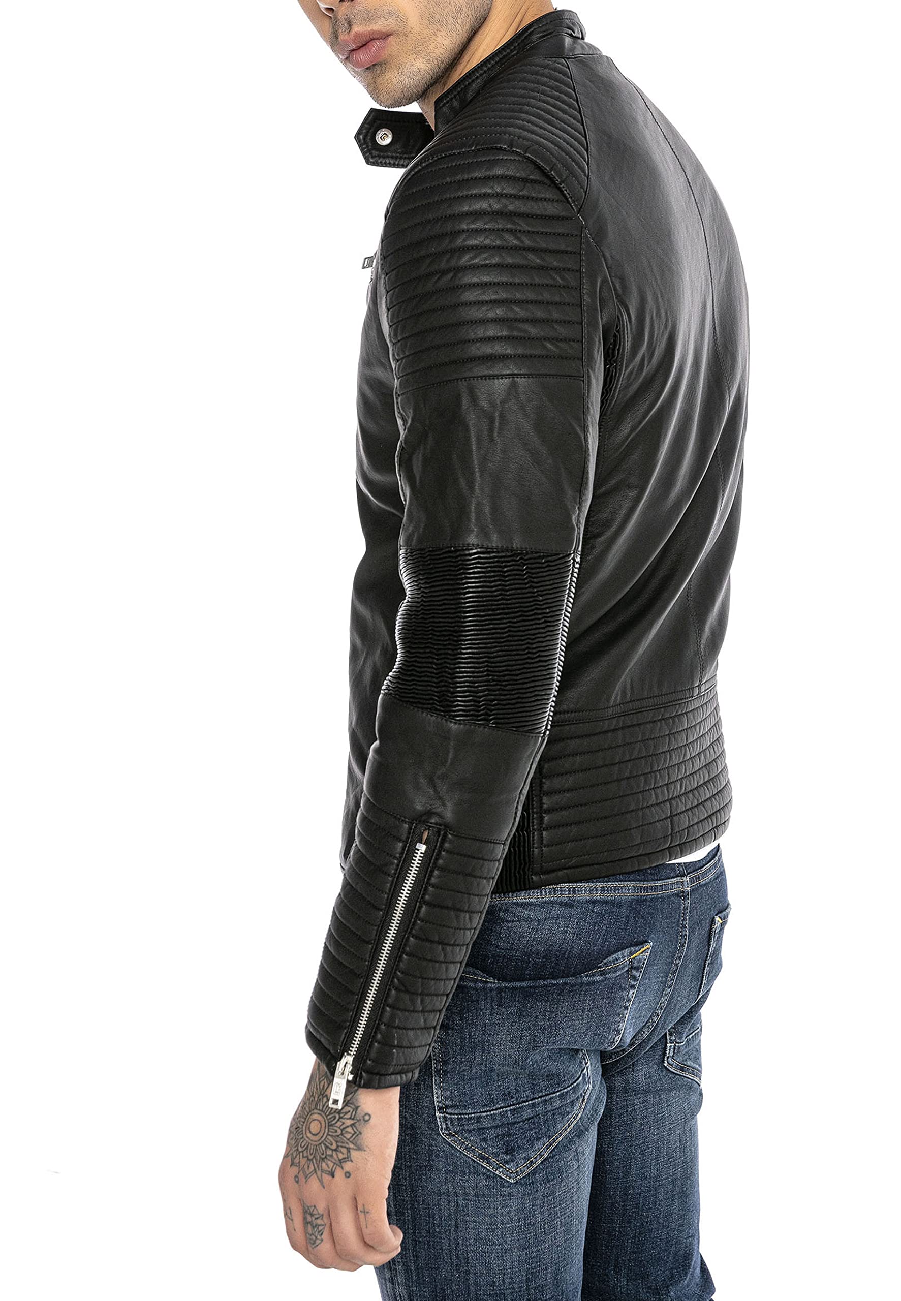 redbridge-oberbekleidung-herren-lederjacke-biker-schwarz-m image 6