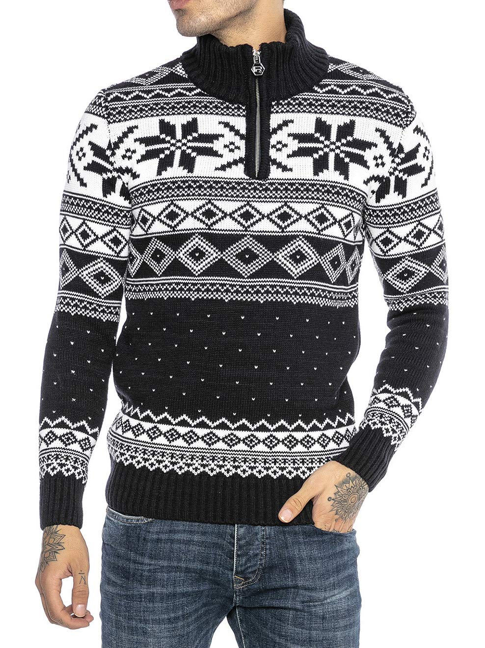 redbridge-m3121-norweger-pullover-herren-blau-l-stehkragen image 1