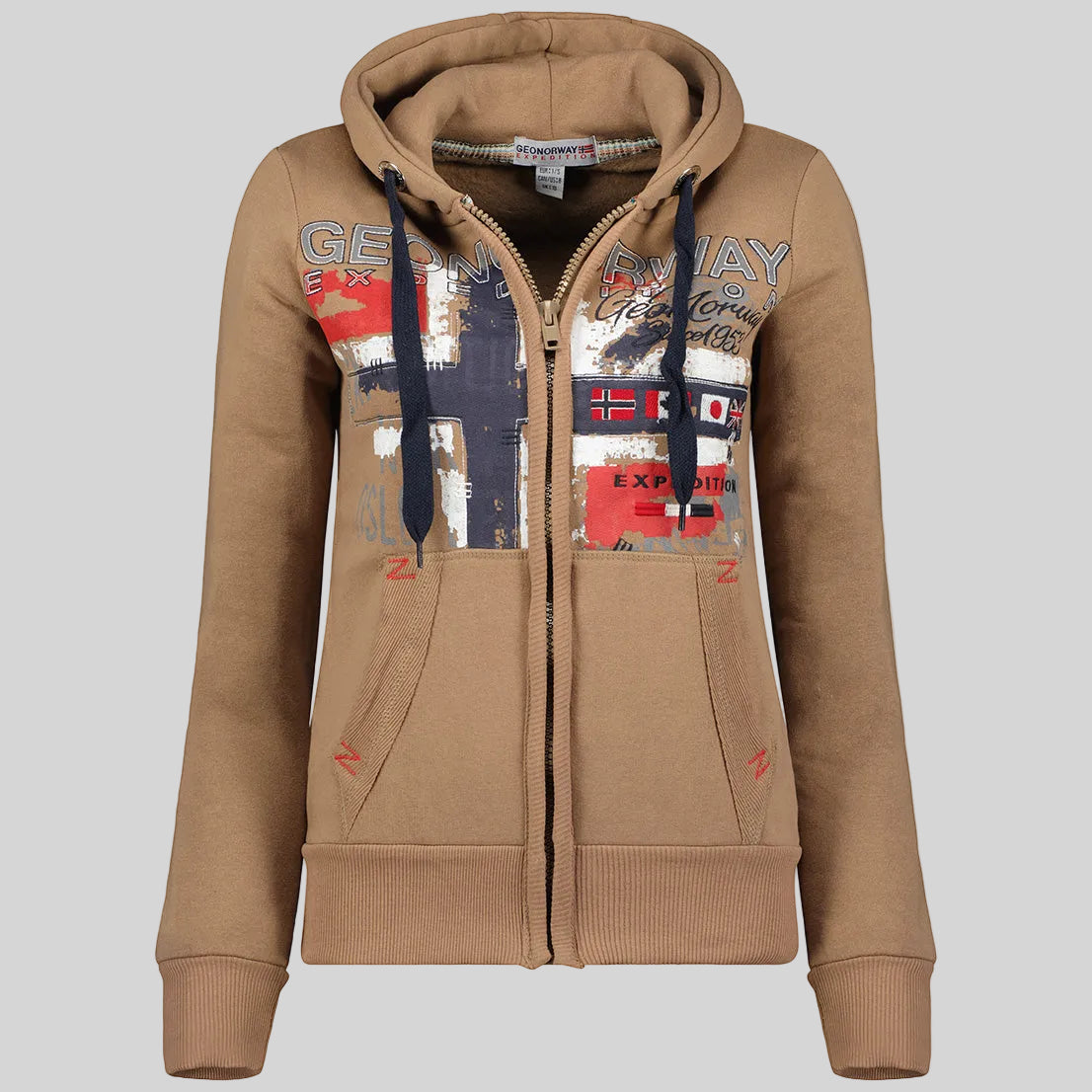 geographical-norway-getchup-damen-hoodie-taupe-mit-k-ngurutasche image 3