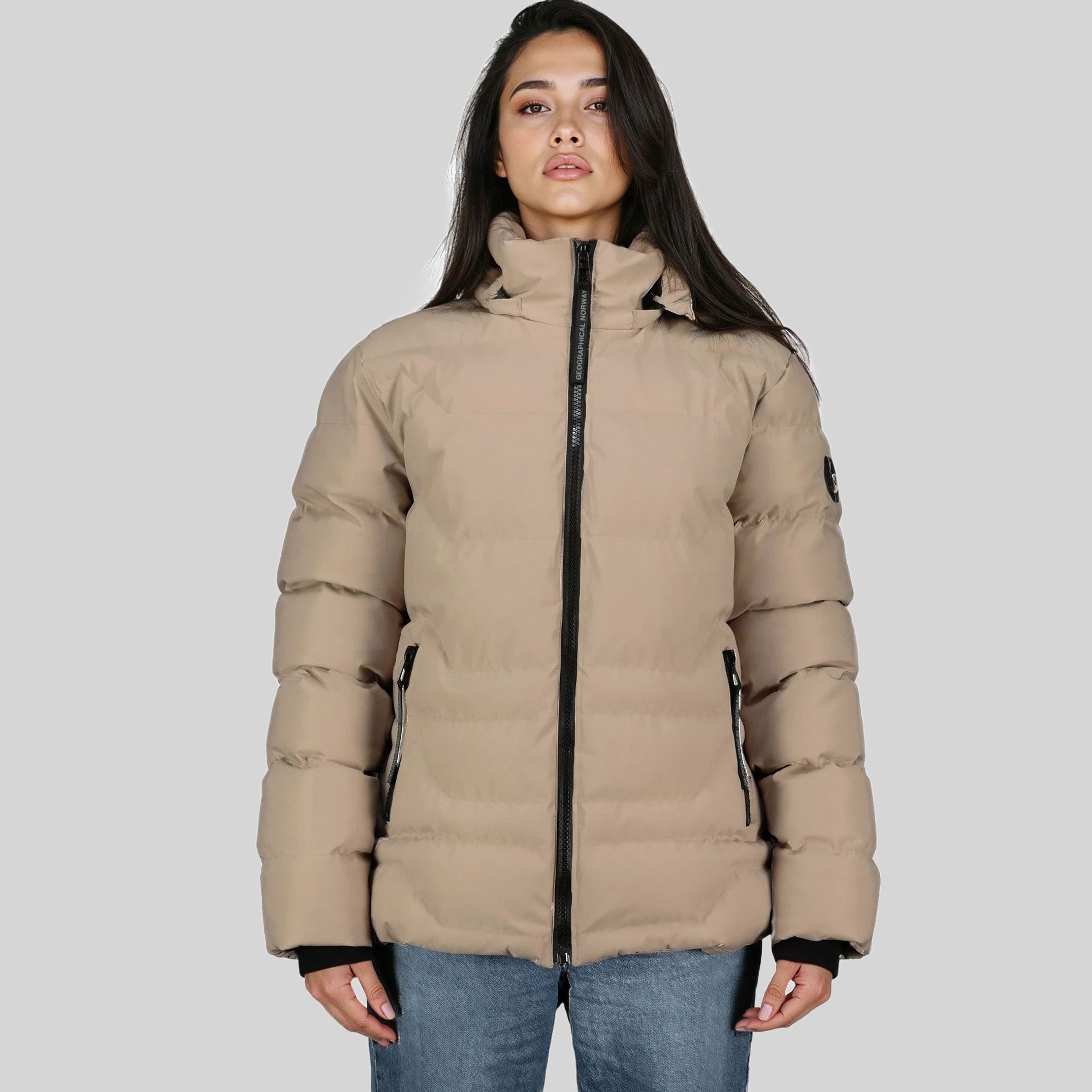 geographical-norway-bianca-damen-parka-beige-kurz-mit-fellkapuze image 1