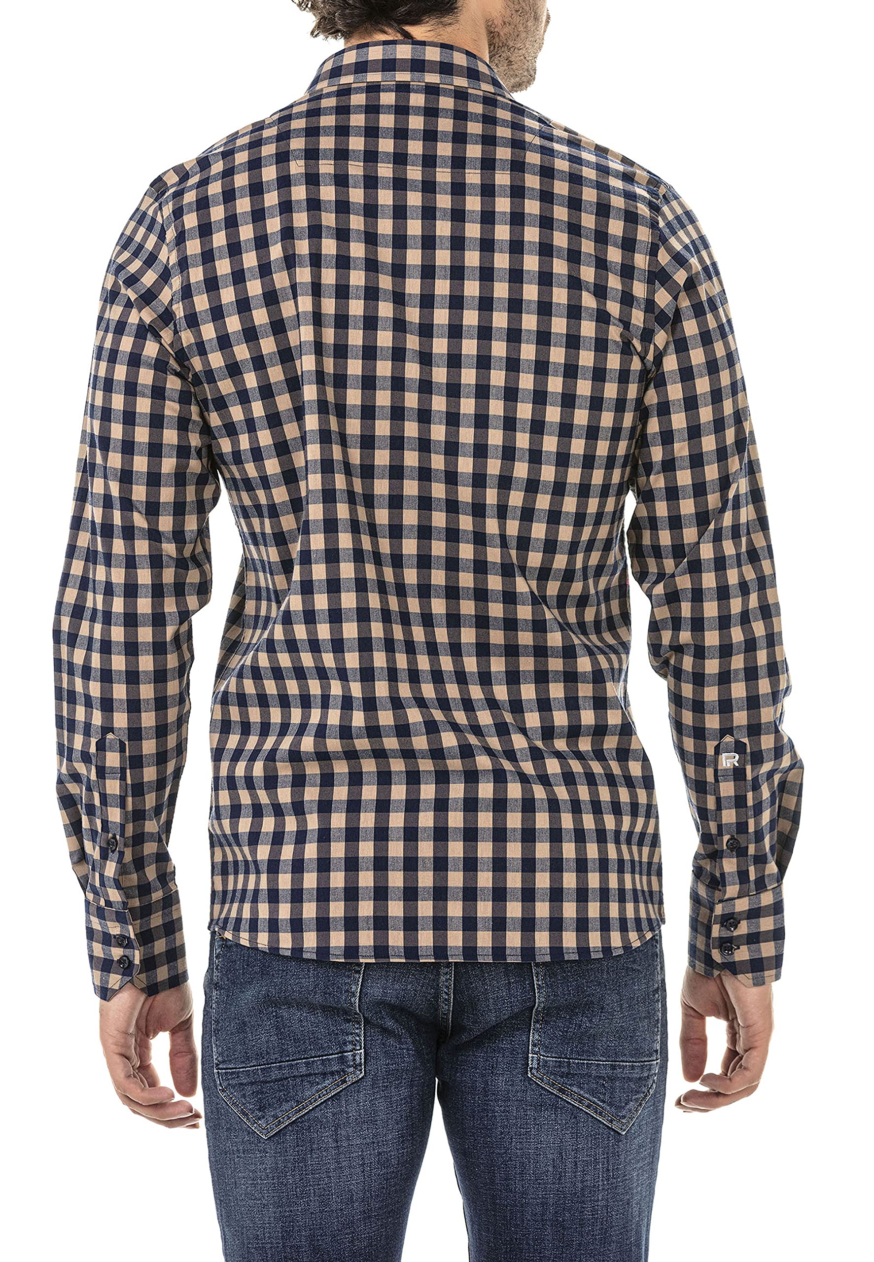 redbridge-hemden-freizeithemd-langarm-baumwolle-kariert-beige-3xl image 4