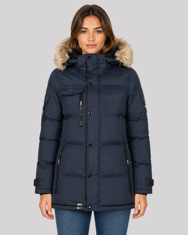 geographical-norway-bonapart-daunenjacke-damen-schwarz-fell image 1