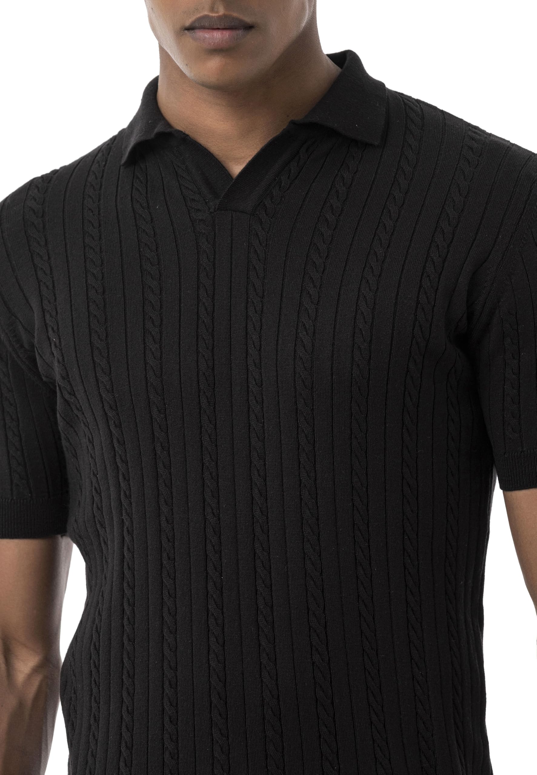 redbridge-poloshirts-herren-strick-polo-zopfmuster-slim-fit image 2
