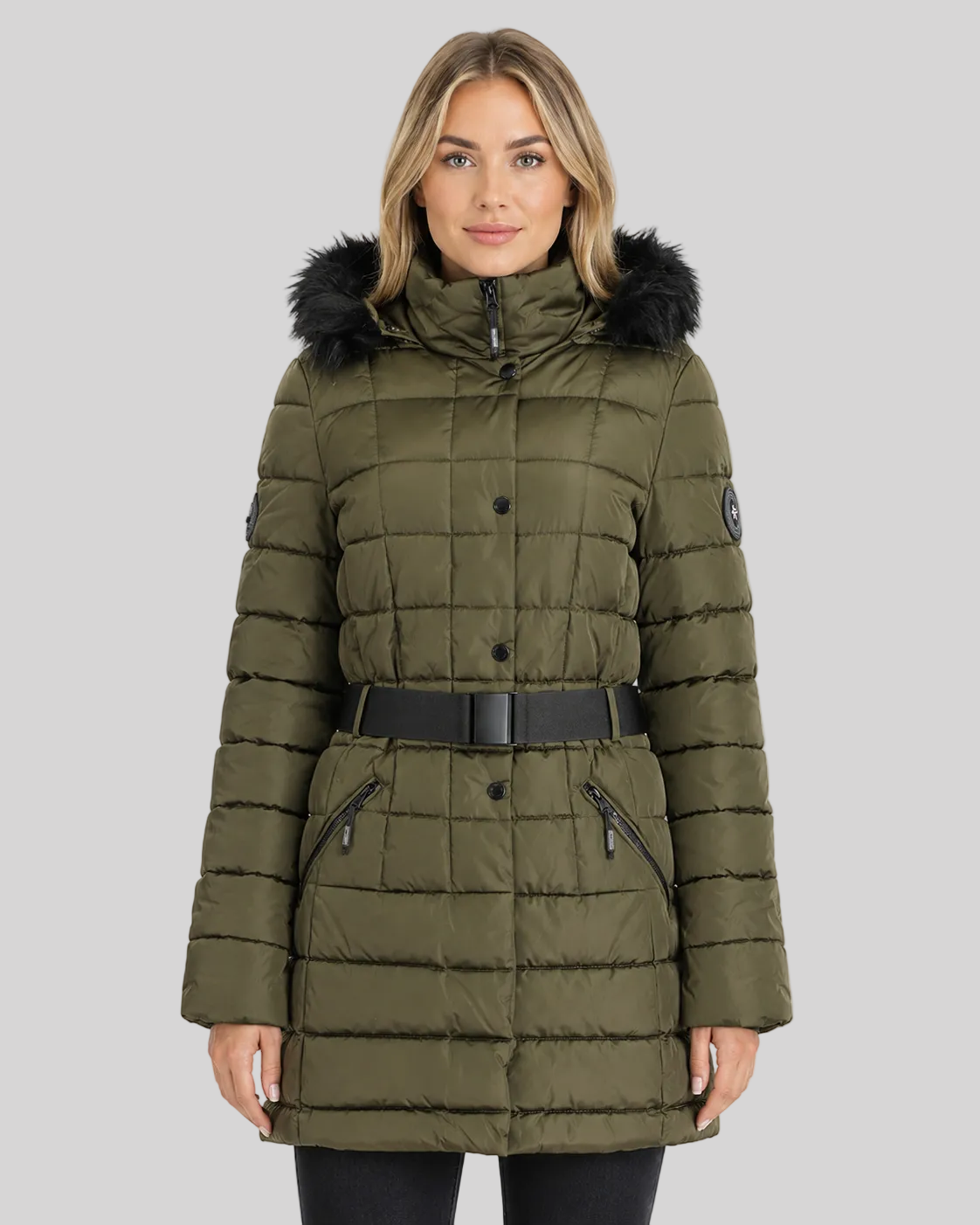 geographical-norway-anemone-damen-parka-winterjacke-kaki-fellkapuze image 1