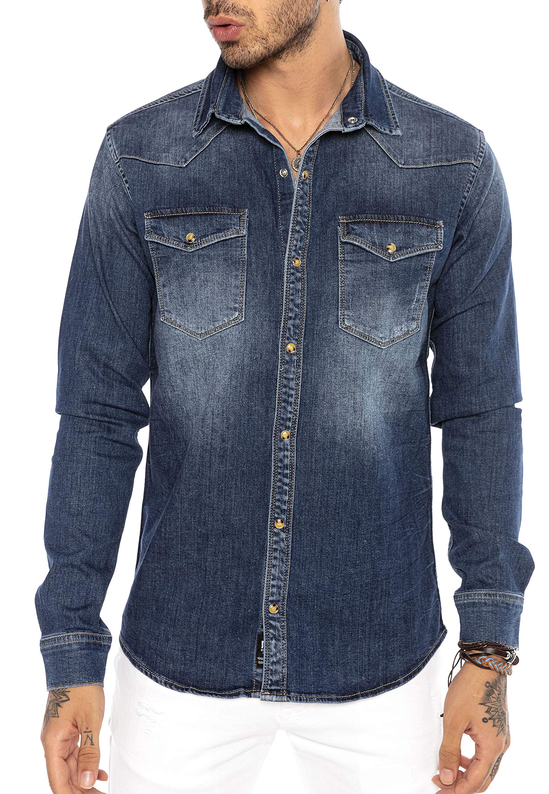 redbridge-premium-denim-jeanshemd-herren-langarm-regular image 1