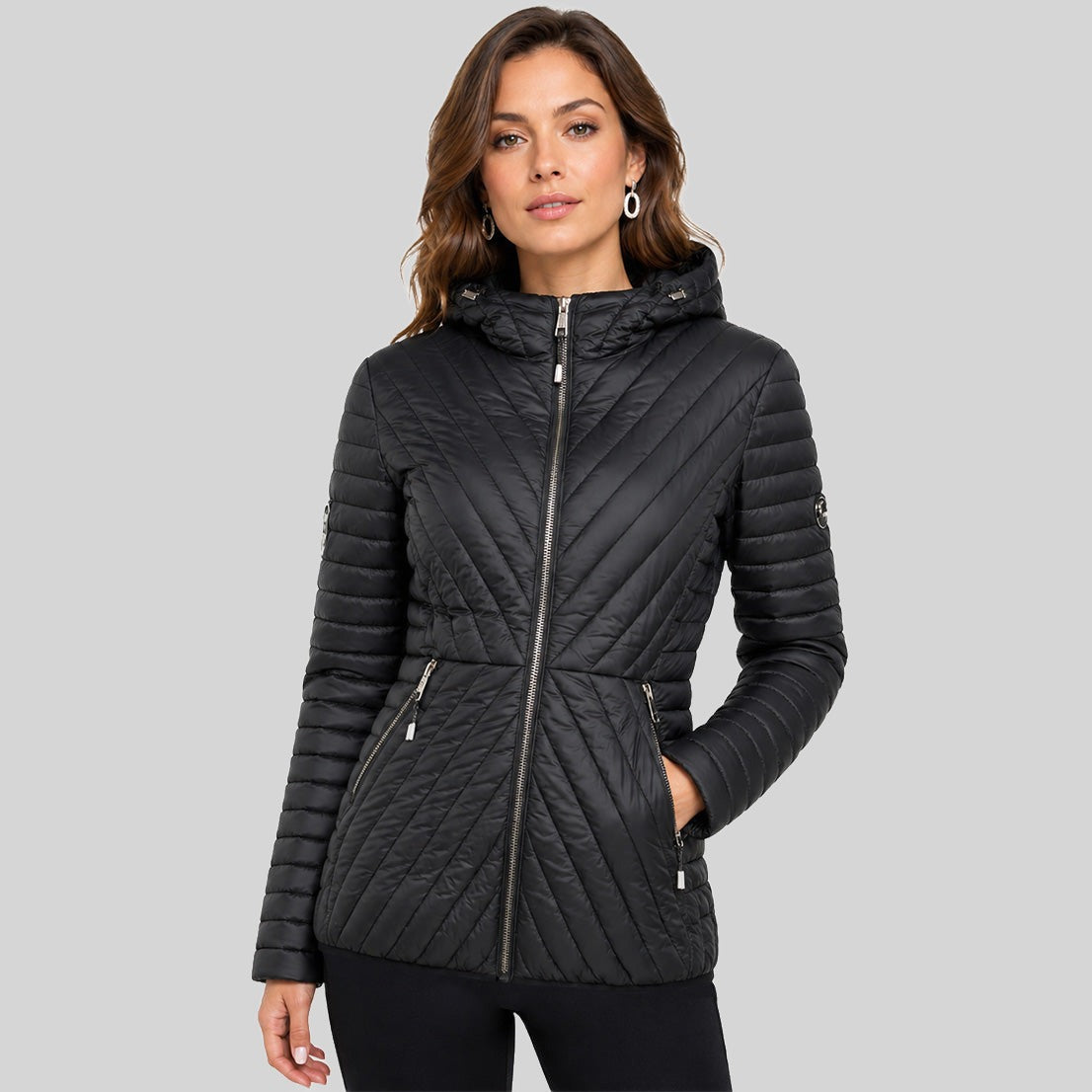 geographical-norway-bosa-steppjacke-damen-schwarz-kapuze image 1