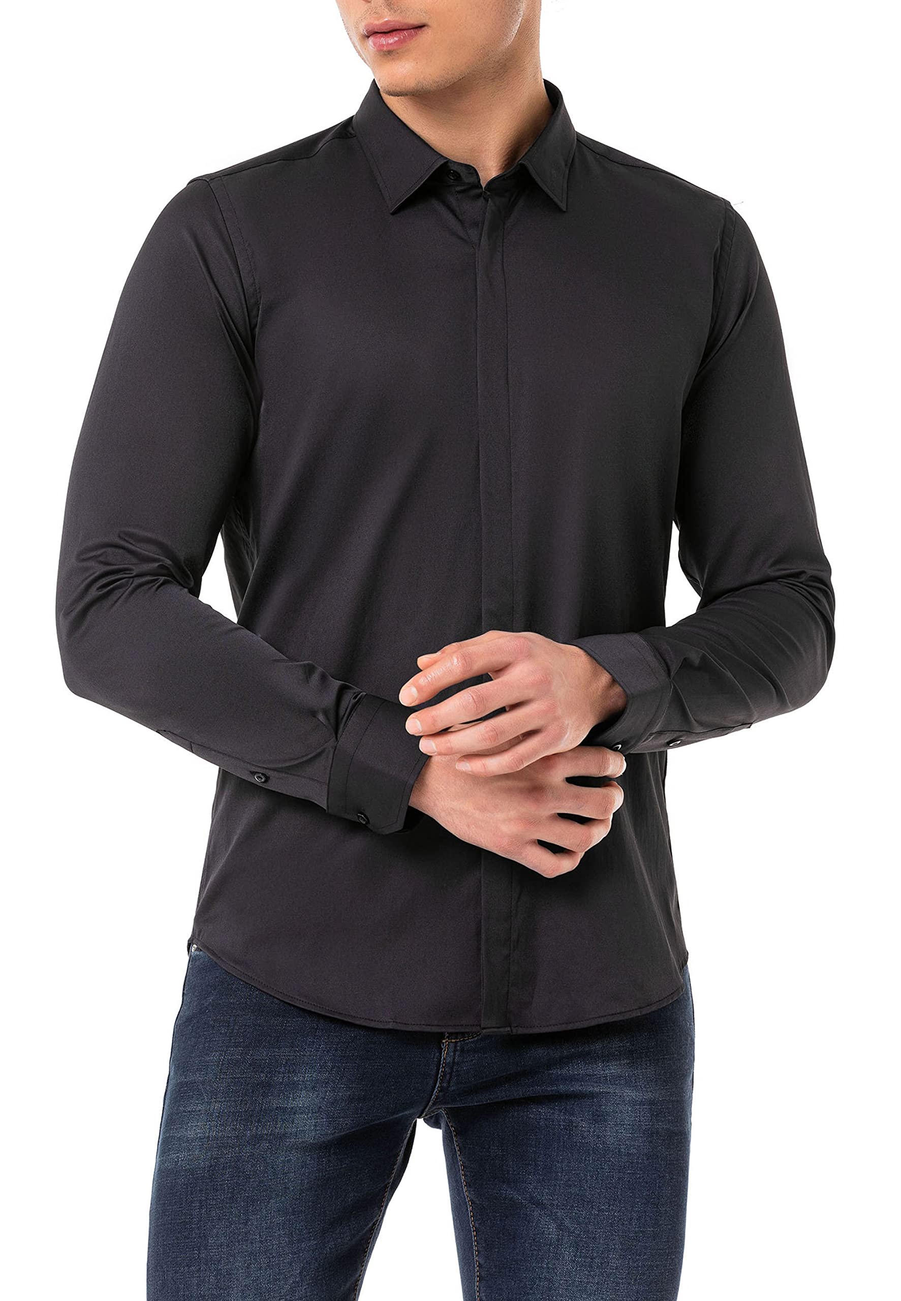redbridge-hemden-herren-hemd-langarm-basic-schwarz-l image 2