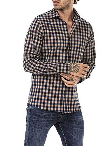 redbridge-hemden-freizeithemd-langarm-baumwolle-kariert-beige-3xl image 8