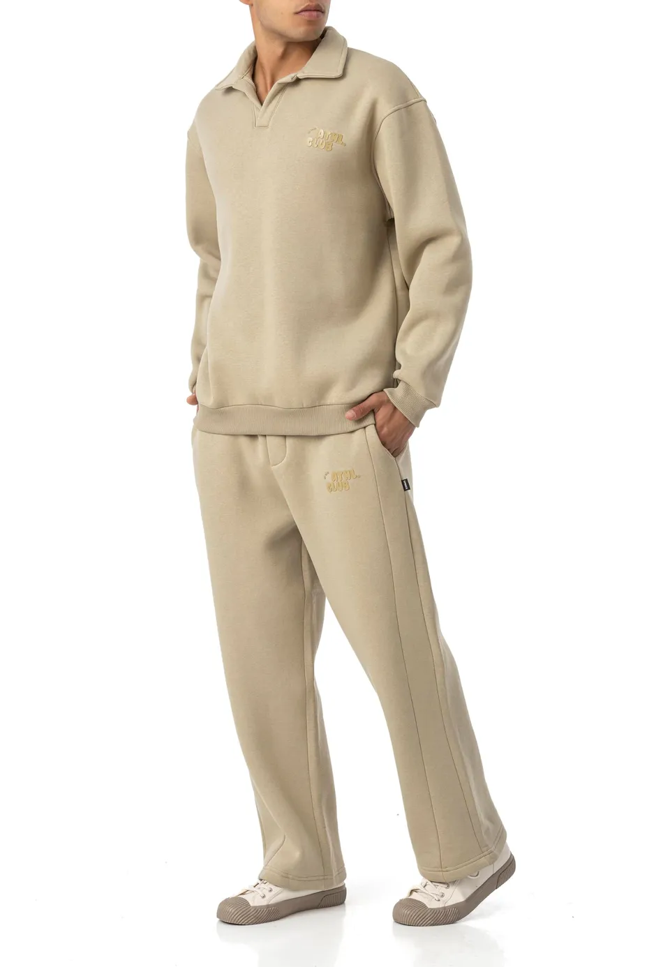 redbridge-sweat-set-polokragen-zweiteiler-oversized-beige image 1