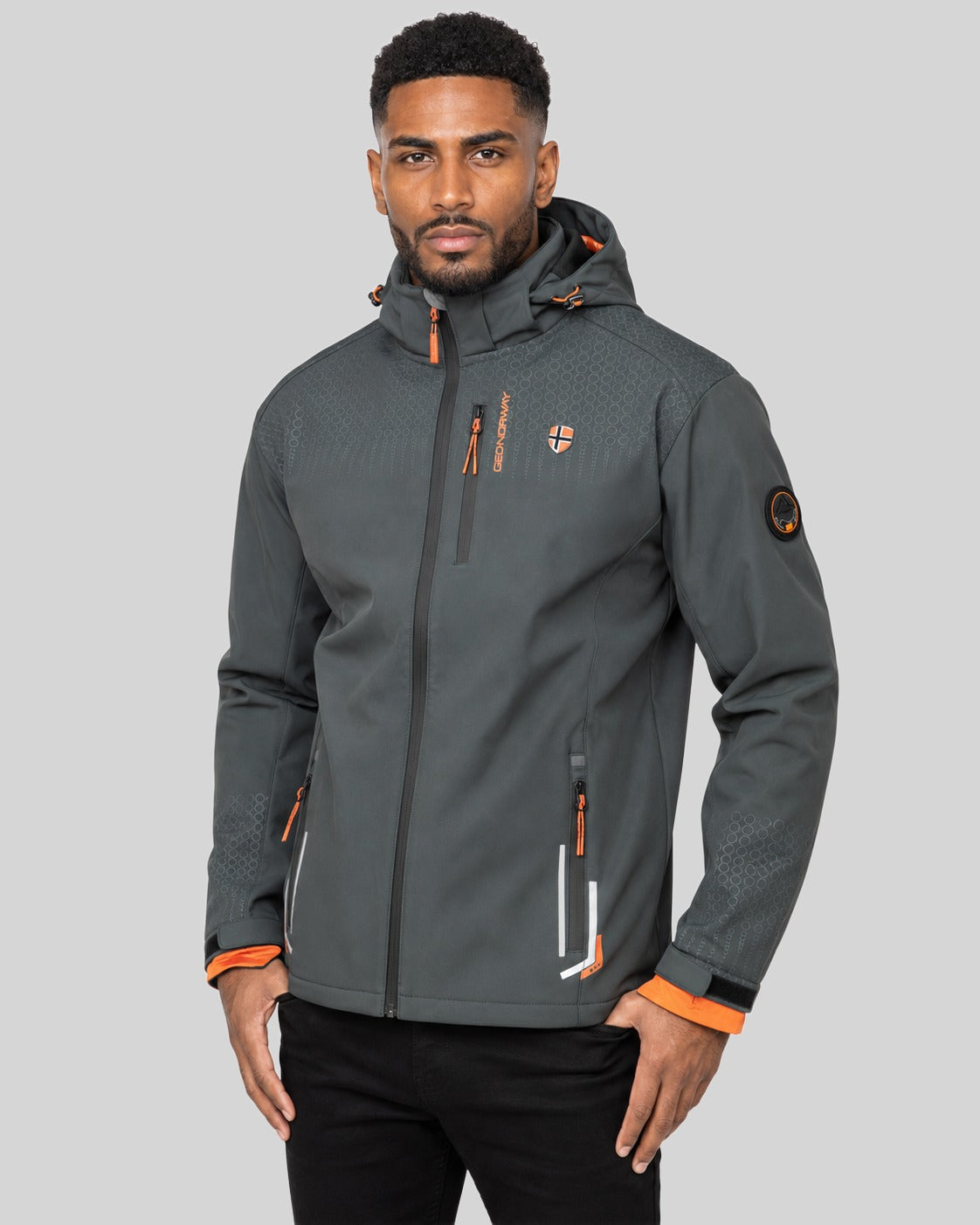 geographical-norway-trelino-herren-softshelljacke-schwarz-gr-n-kapuze image 1