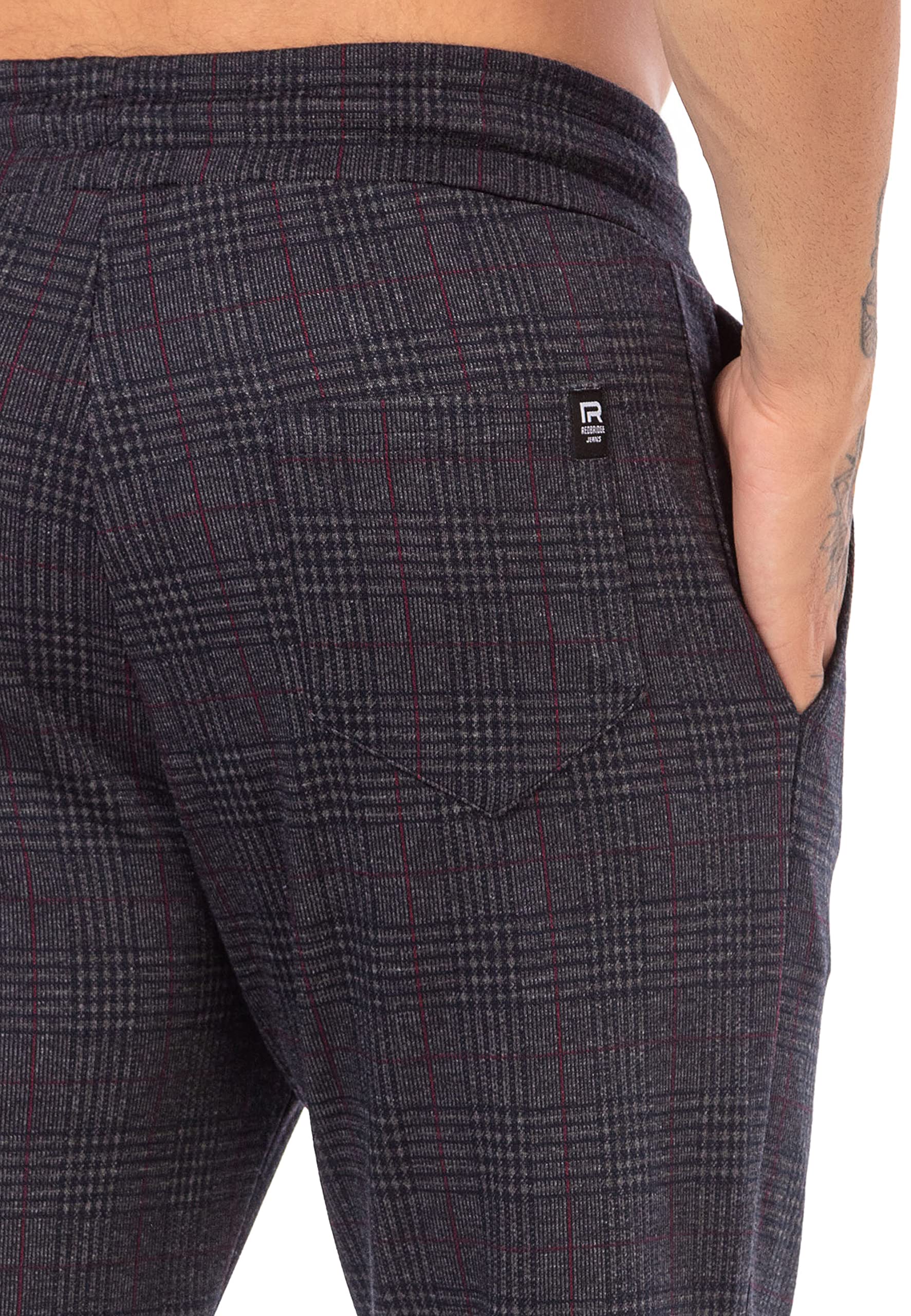redbridge-chino-hose-herren-kariert-grau-mit-gummibund image 4