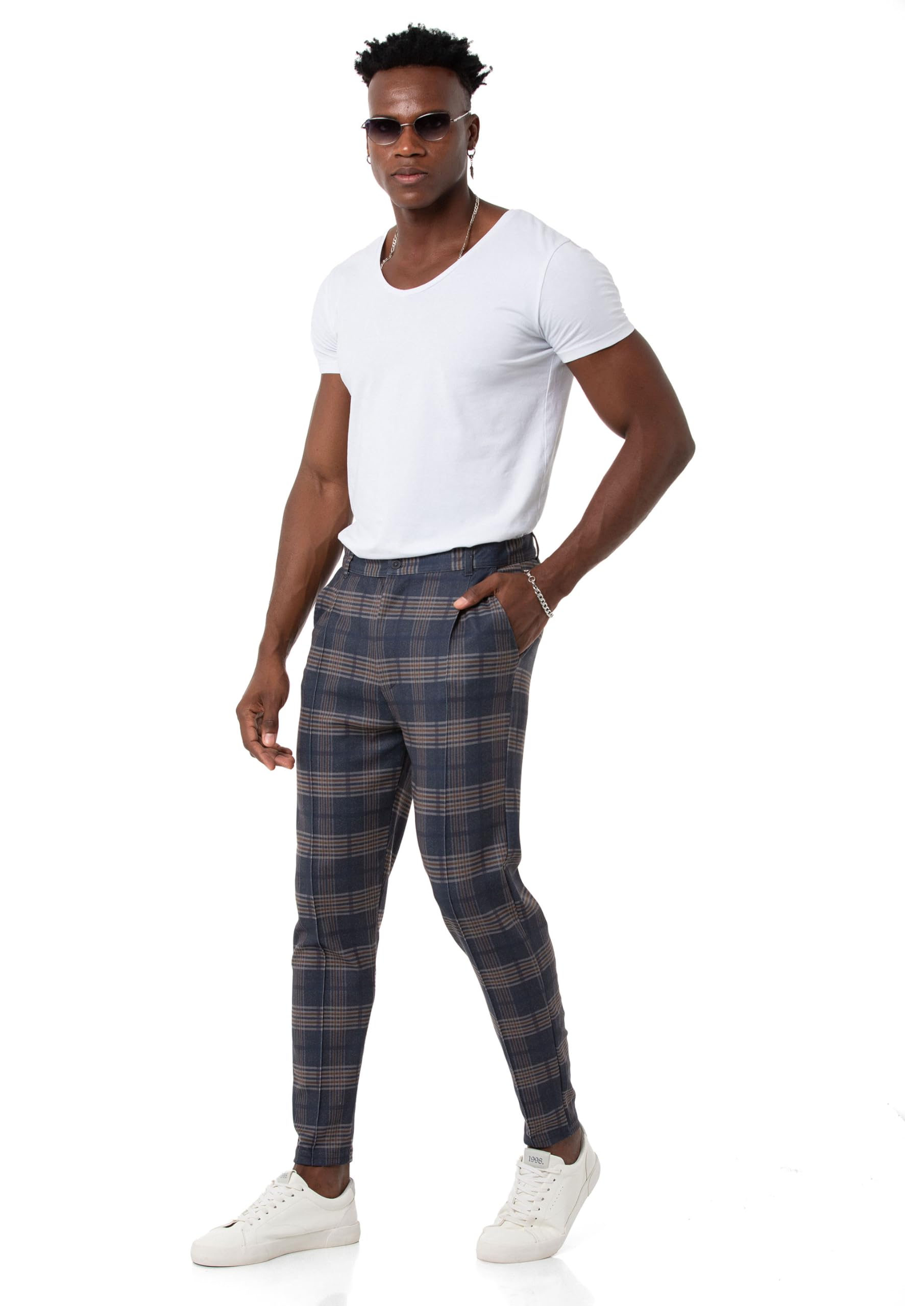 redbridge-hosen-chino-hose-herren-kariert-gummibund-gr-m image 6