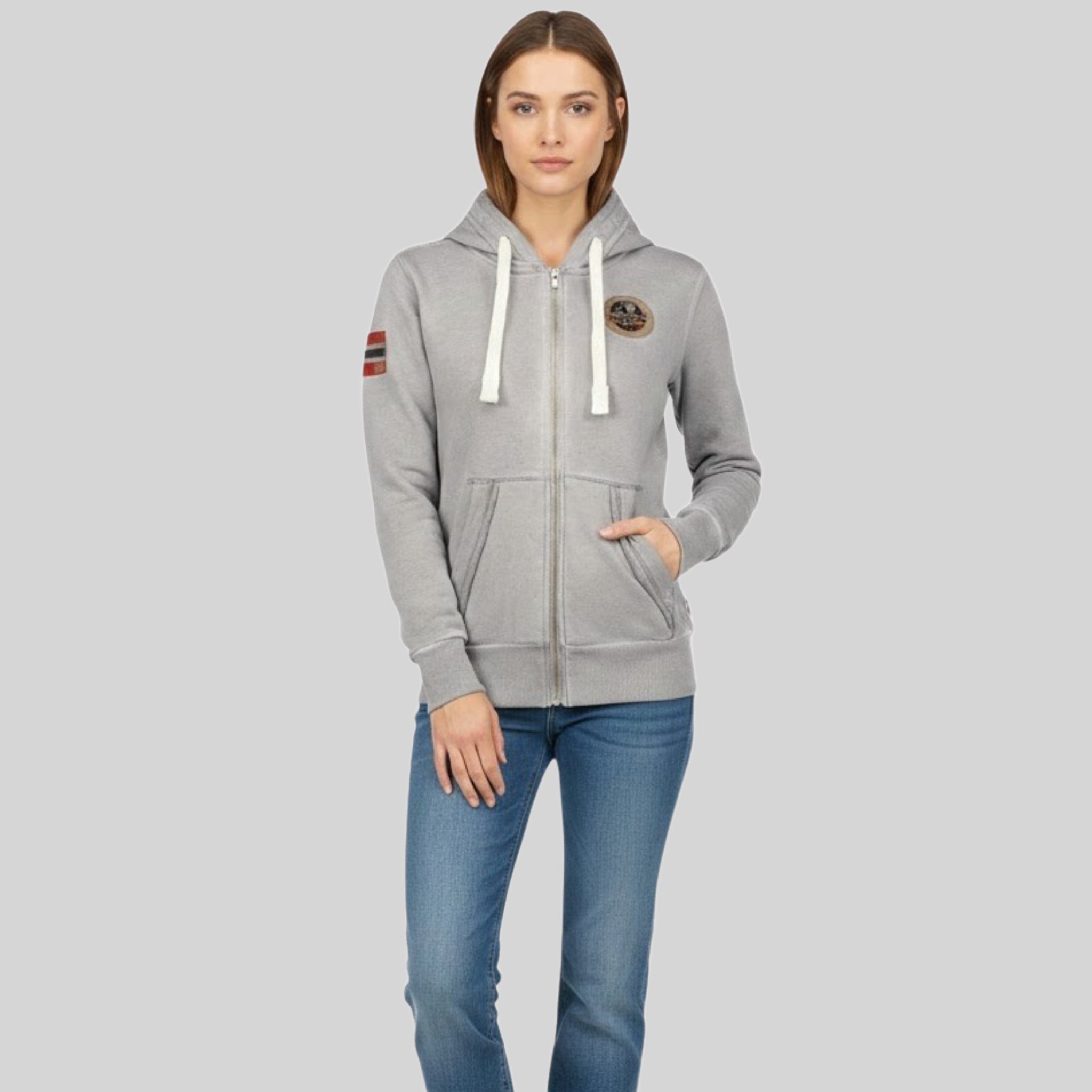 geographical-norway-gexcellence-damen-hoodie-hellgrau-sweatshirt image 1