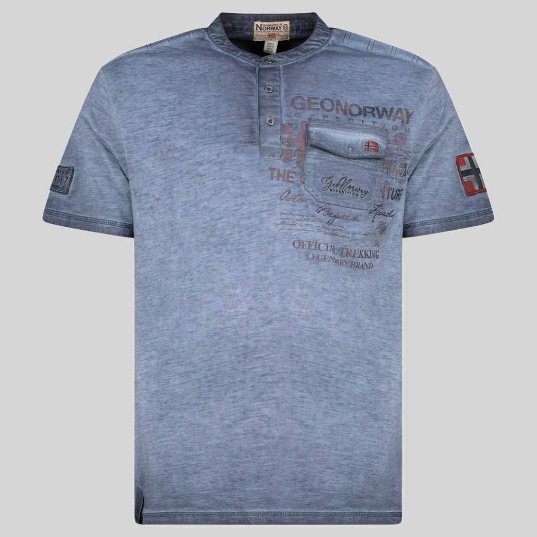 geographical-norway-jeony-herren-t-shirt-mao-kragen-blau image 2