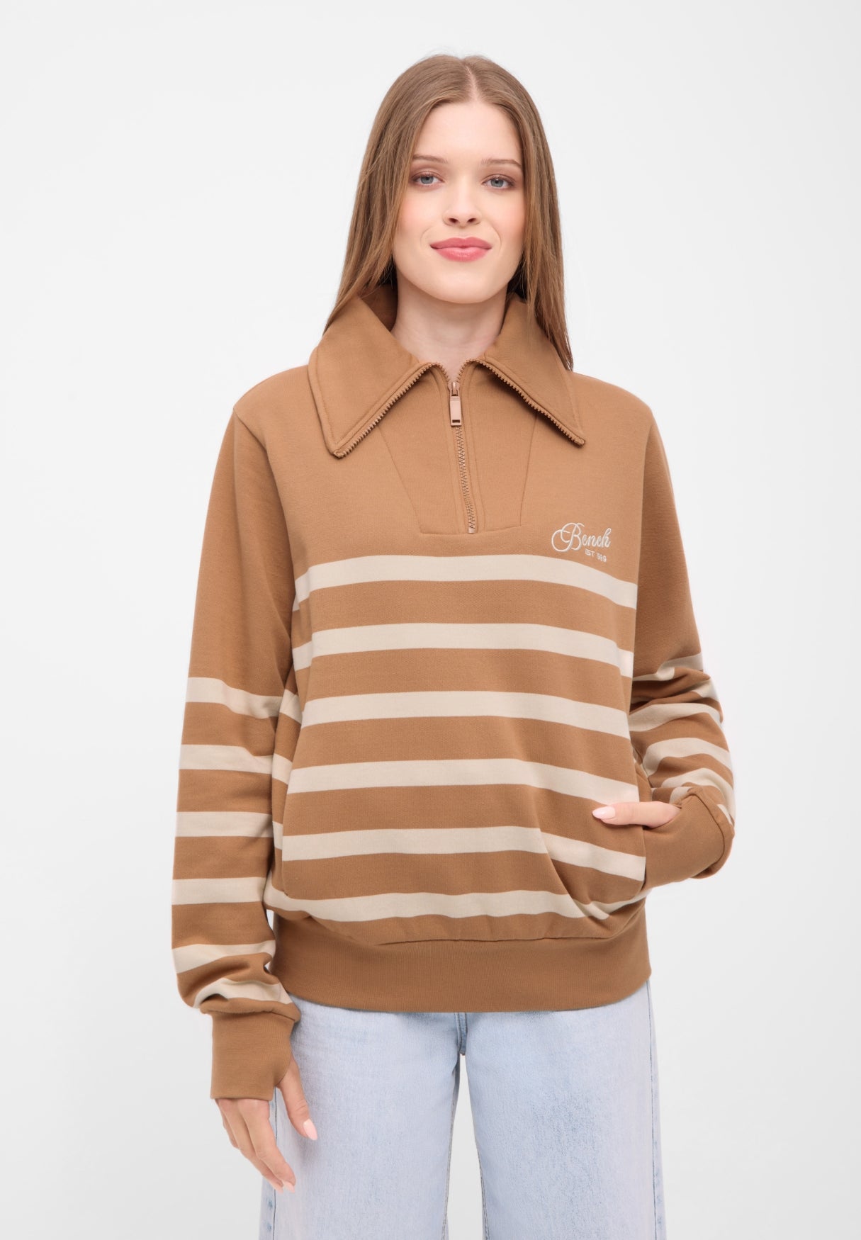 bench-foy-sweatshirt-damen-macciato-mit-zip-kragen image 2