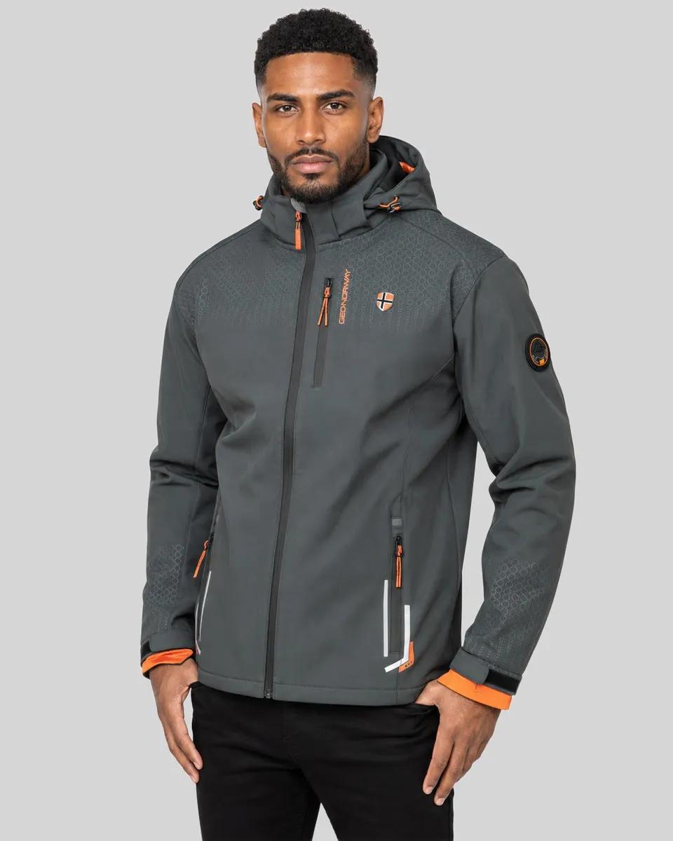 geographical-norway-trelino-herren-softshelljacke-schwarz-gr-n-kapuze image 1