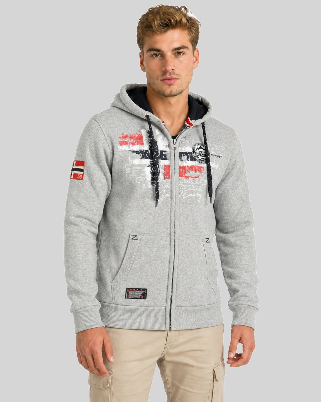 geographical-norway-gutta-herren-sweatjacke-hellgrau-mit-kapuze image 1