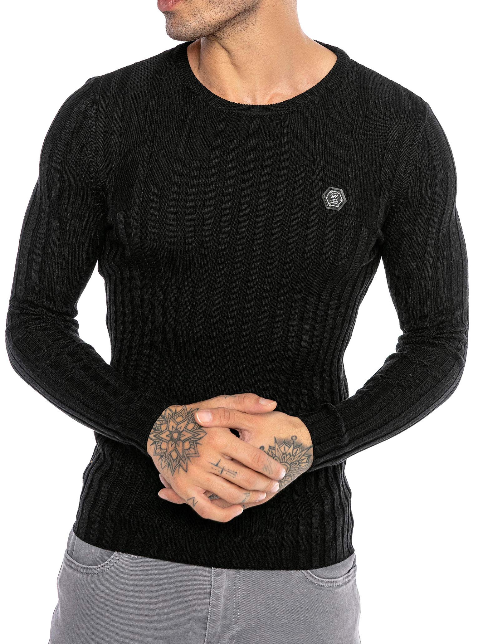 redbridge-up-and-down-m3114-strickpullover-herren-schwarz-slim-fit image 1