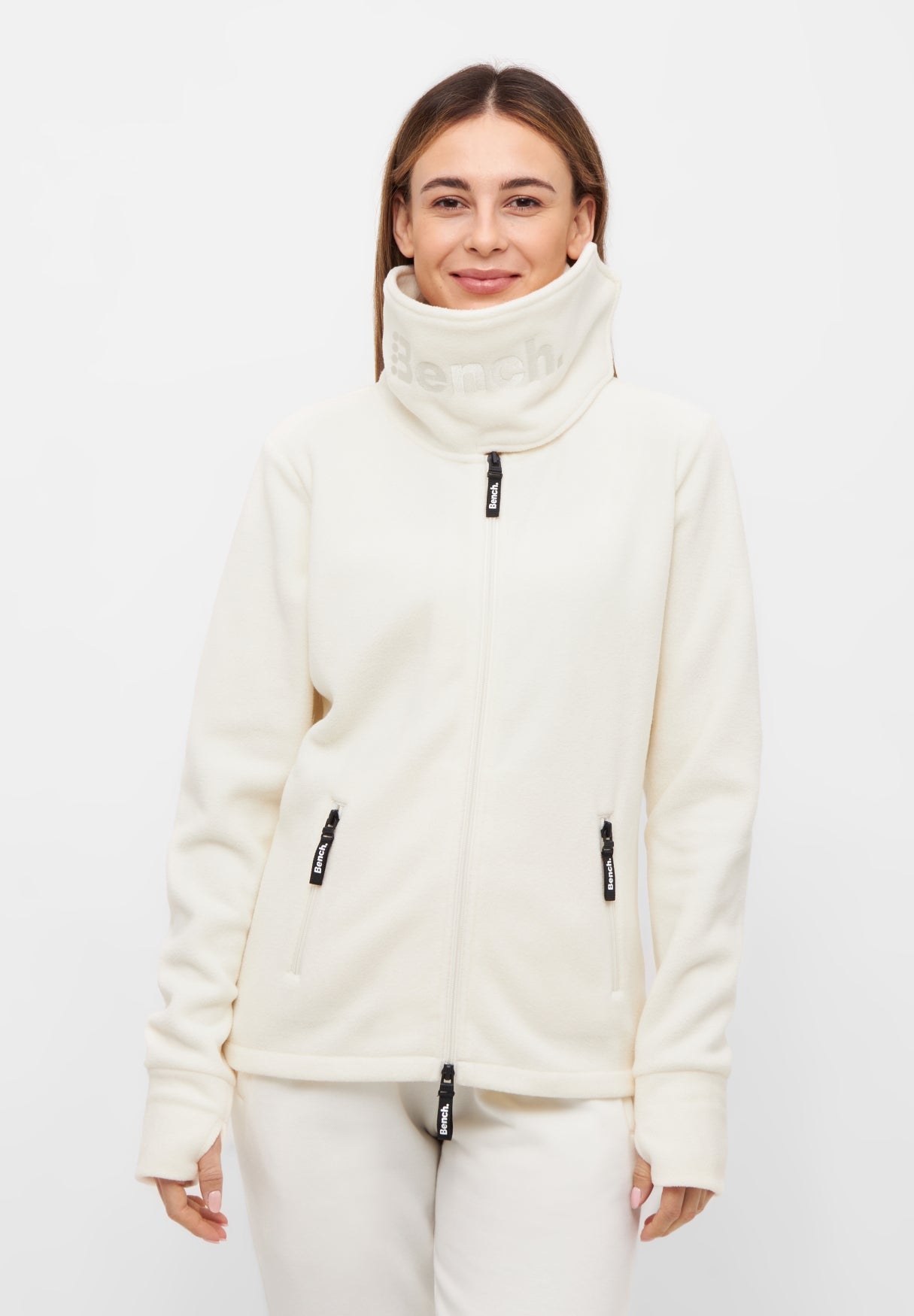bench-jennae-fleecejacke-damen-navy-funnelneck-retro image 2