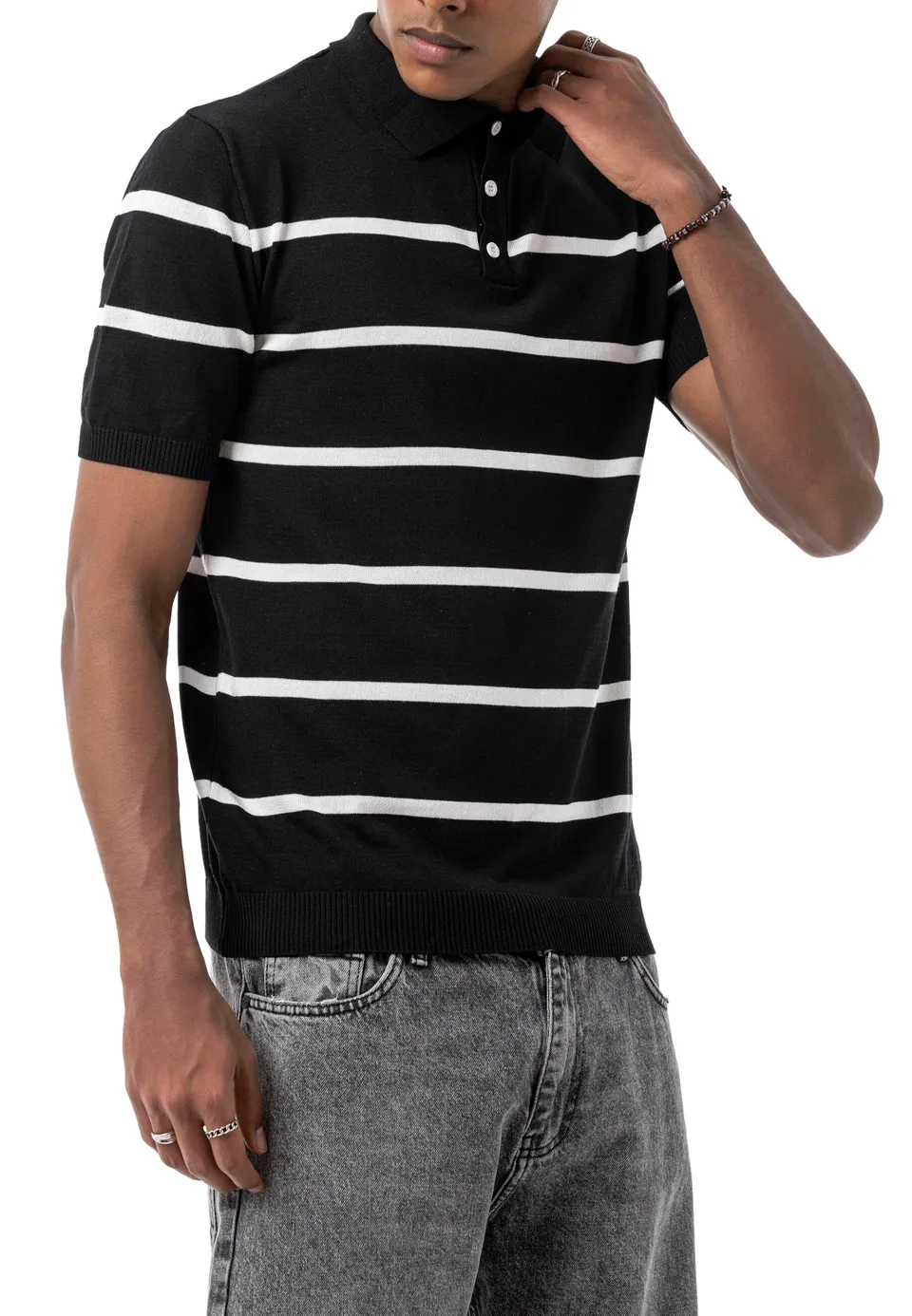 redbridge-by-tarz-cool-poloshirt-kordelstrick-streifen-kurzarm image 1